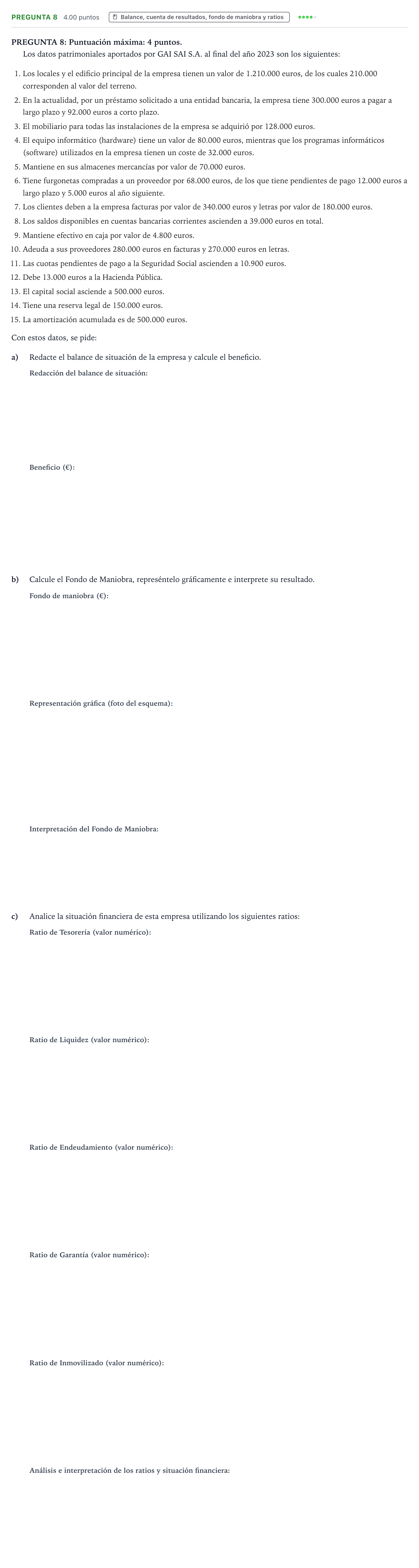 Enunciado: Pregunta 8 · Empresa y Diseño de Modelos de Negocio PAU País Vasco Ordinaria 2024