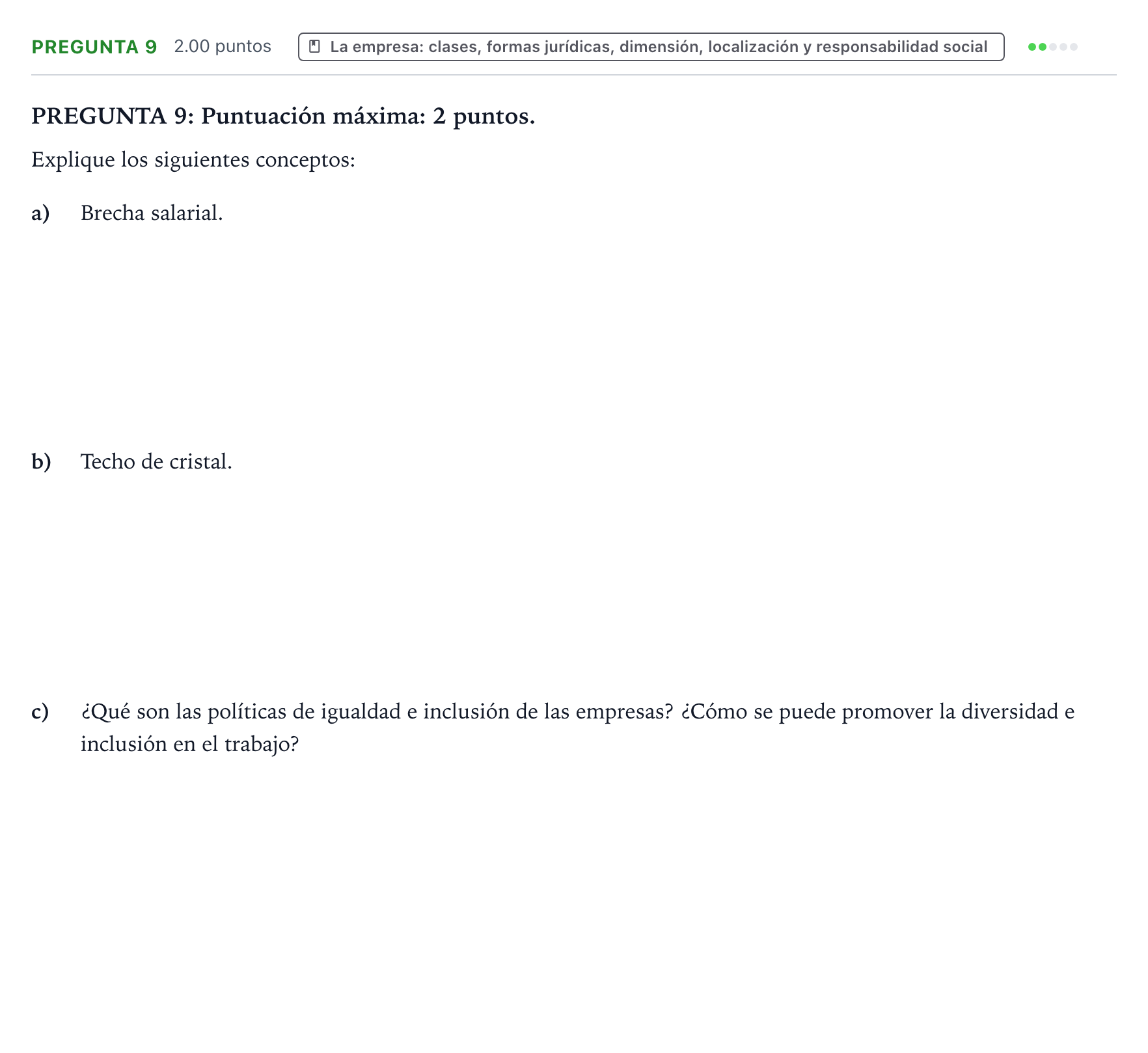 Enunciado: Pregunta 9 · Empresa y Diseño de Modelos de Negocio PAU País Vasco Ordinaria 2024