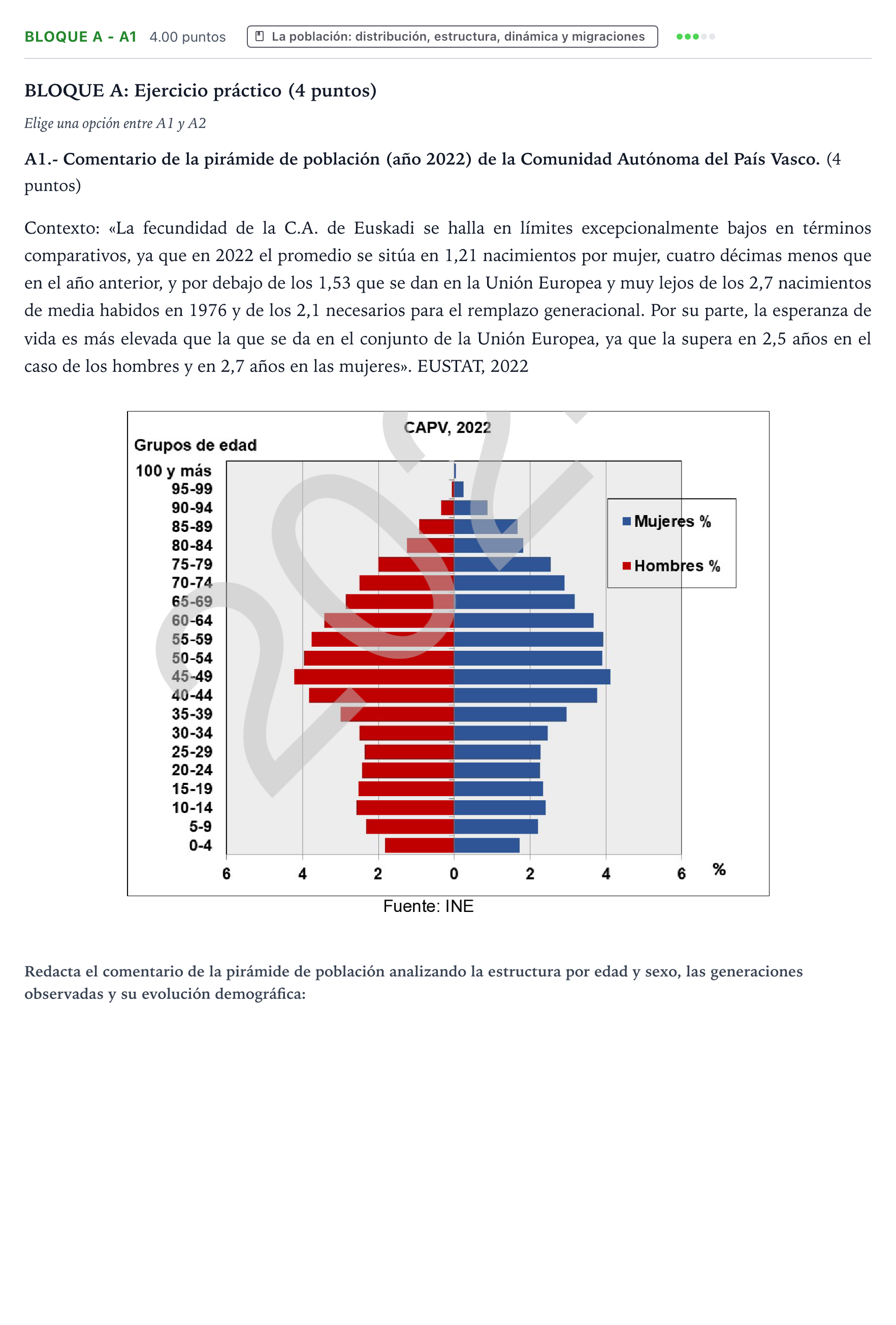 Enunciado: Bloque A - A1 · Geografía PAU País Vasco Ordinaria 2024