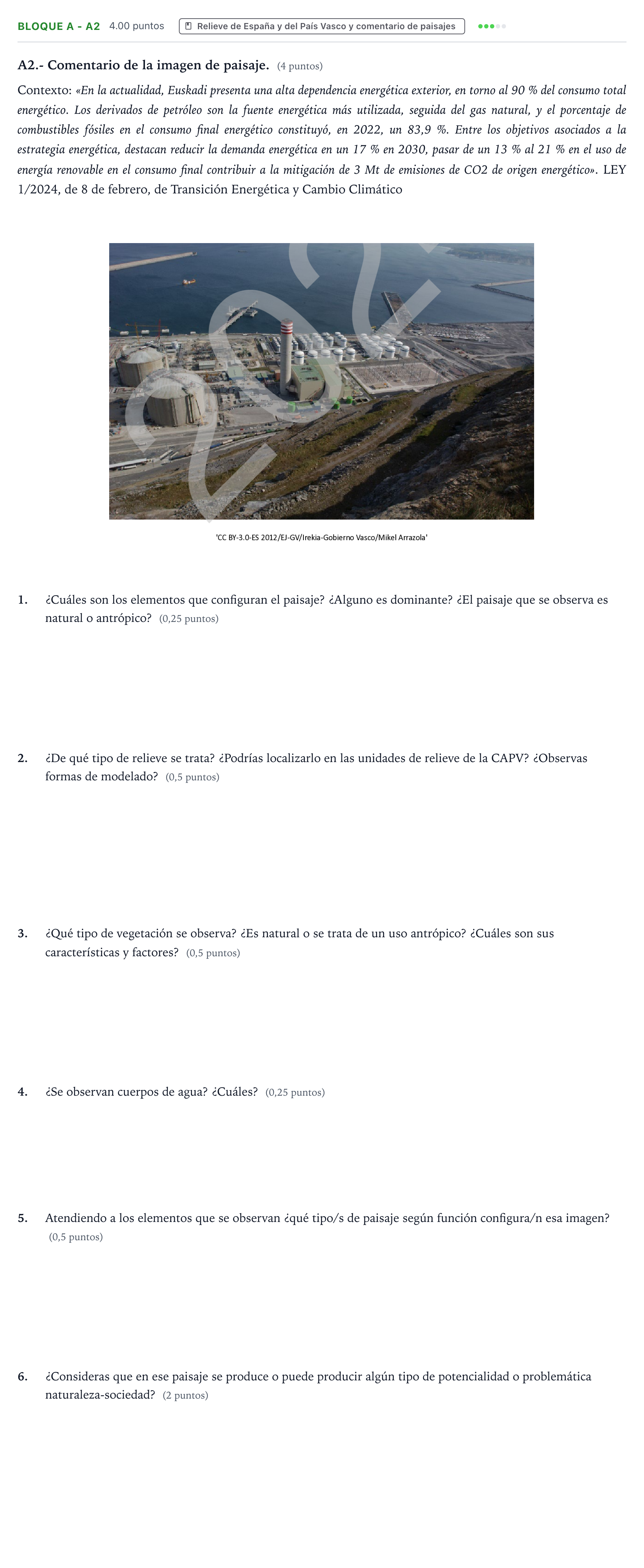 Enunciado: Bloque A - A2 · Geografía PAU País Vasco Ordinaria 2024