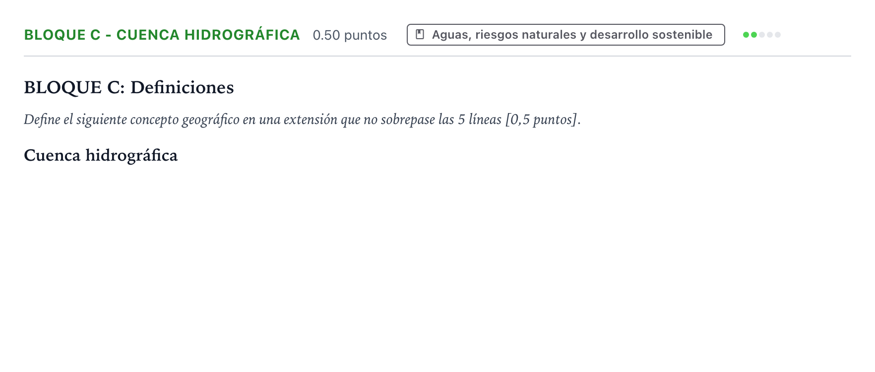 Enunciado: Bloque C - Cuenca hidrográfica · Geografía PAU País Vasco Ordinaria 2024
