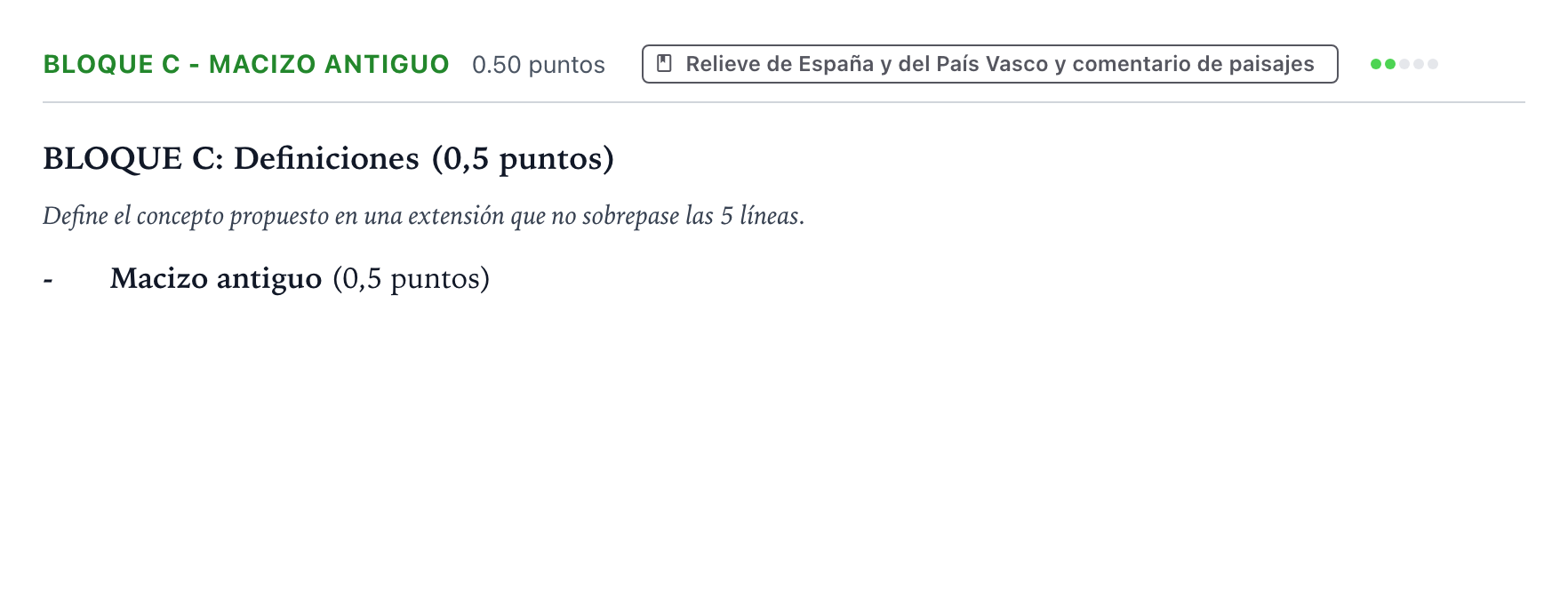 Enunciado: Bloque C - Macizo antiguo · Geografía PAU País Vasco Ordinaria 2024