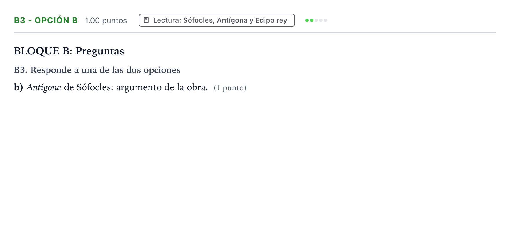 Enunciado: Ejercicio B3 - Opción b · Griego II PAU País Vasco Extraordinaria 2024