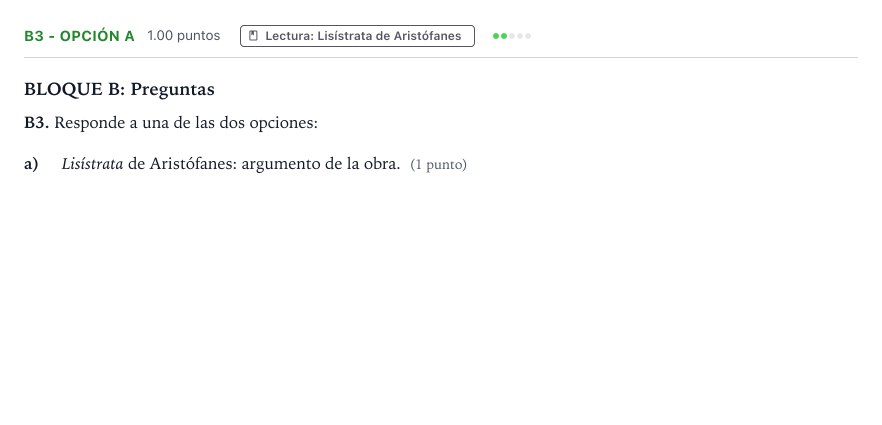 Enunciado: Ejercicio B3 - Opción a · Griego II PAU País Vasco Ordinaria 2024