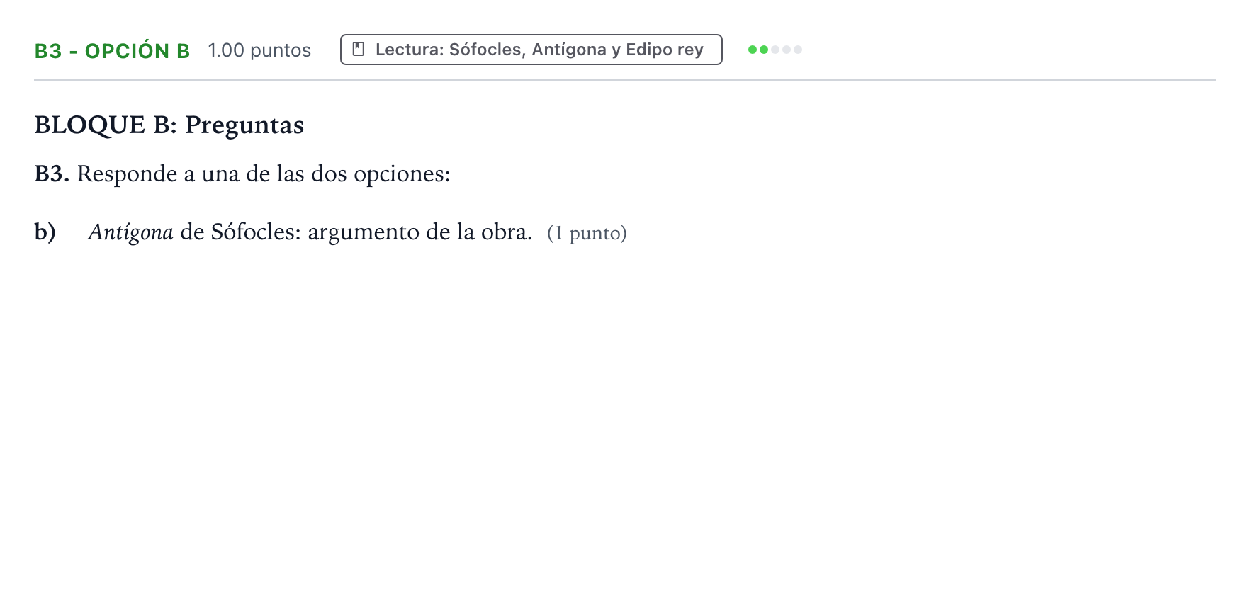 Enunciado: Ejercicio B3 - Opción b · Griego II PAU País Vasco Ordinaria 2024