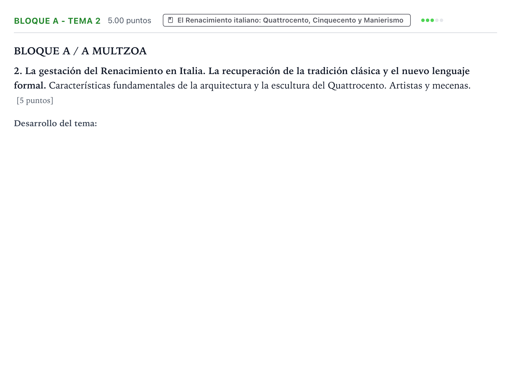 Enunciado: Bloque A - Tema 2 · Historia del Arte PAU País Vasco Ordinaria 2024