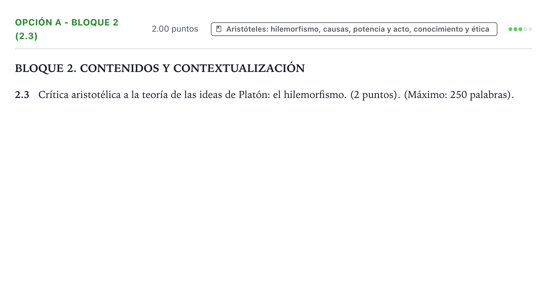 Enunciado: Opción A - Bloque 2 (2.3) · Historia de la Filosofía PAU País Vasco Ordinaria 2024