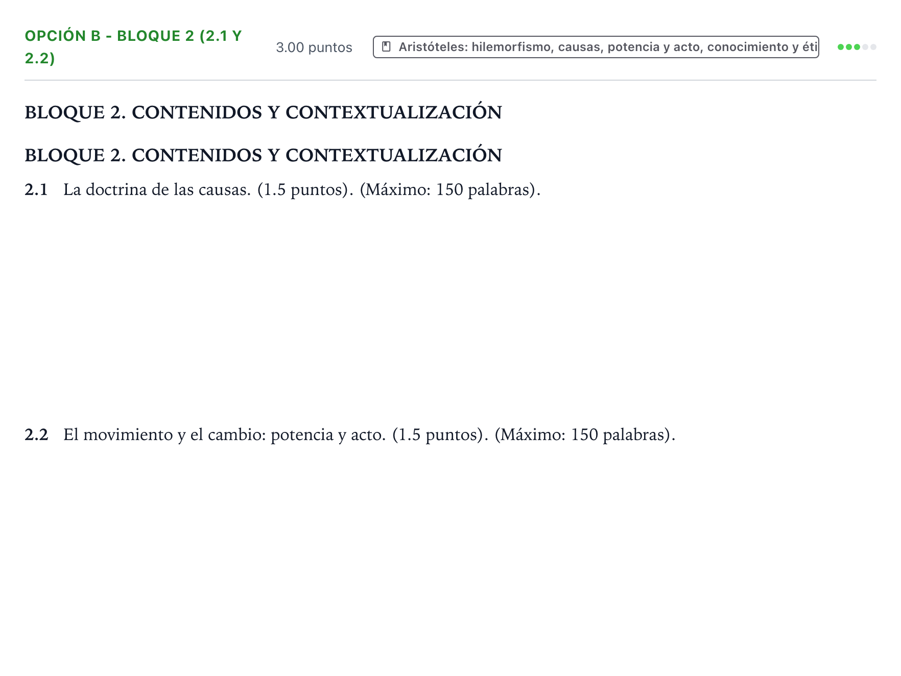 Enunciado: Opción B - Bloque 2 (2.1 y 2.2) · Historia de la Filosofía PAU País Vasco Ordinaria 2024