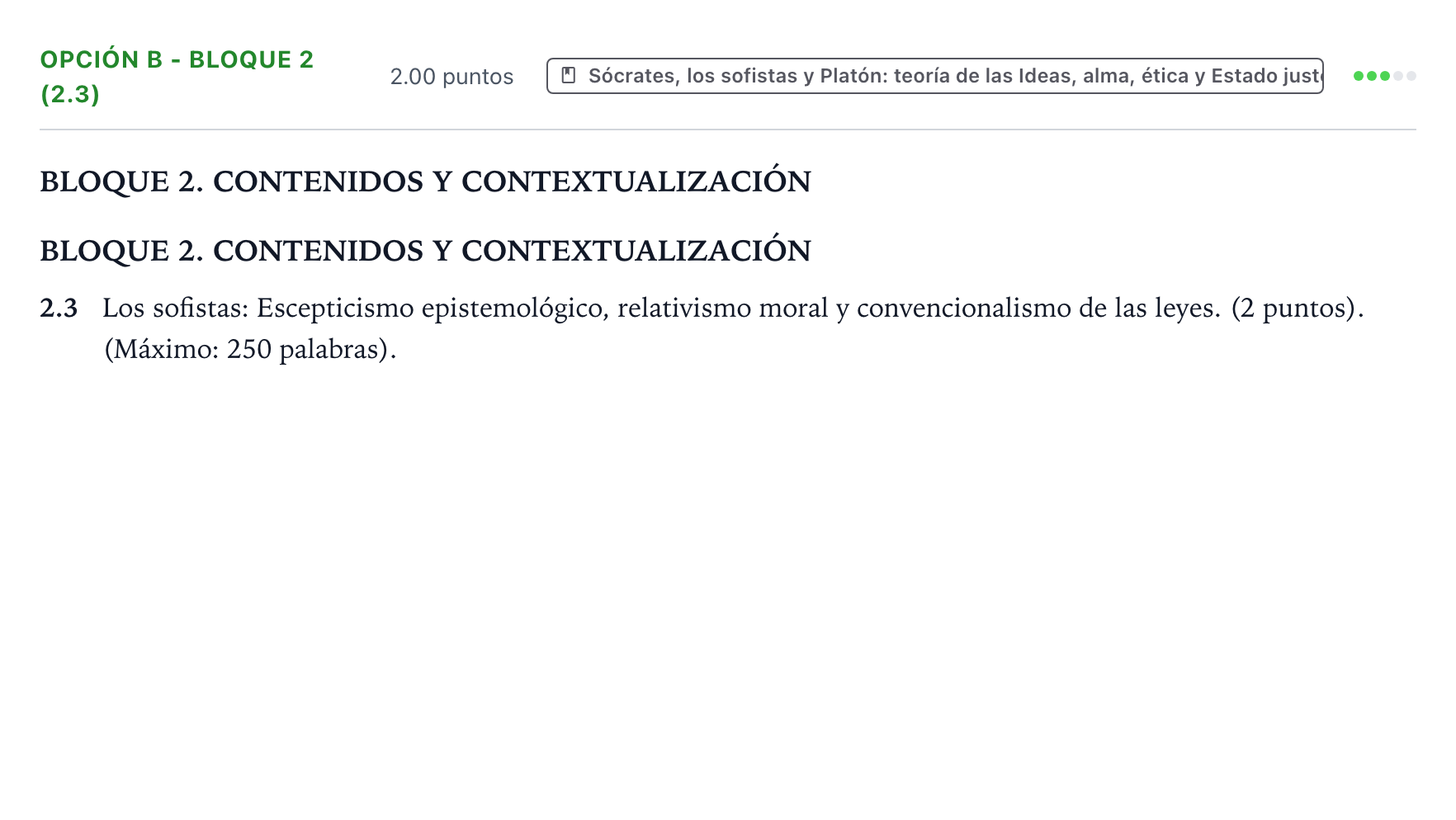 Enunciado: Opción B - Bloque 2 (2.3) · Historia de la Filosofía PAU País Vasco Ordinaria 2024