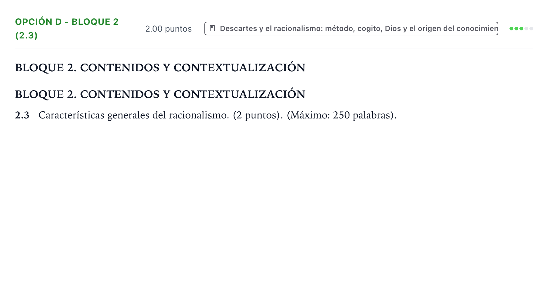 Enunciado: Opción D - Bloque 2 (2.3) · Historia de la Filosofía PAU País Vasco Ordinaria 2024