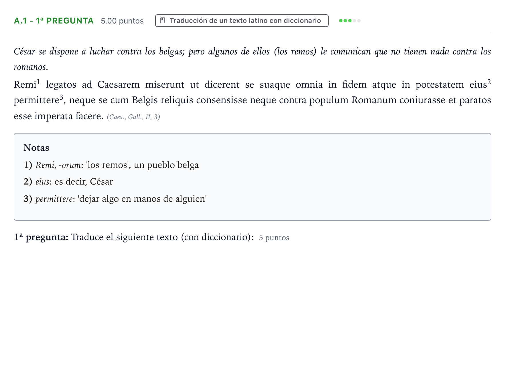 Enunciado: Ejercicio A.1 - 1ª pregunta · Latín II PAU País Vasco Extraordinaria 2024