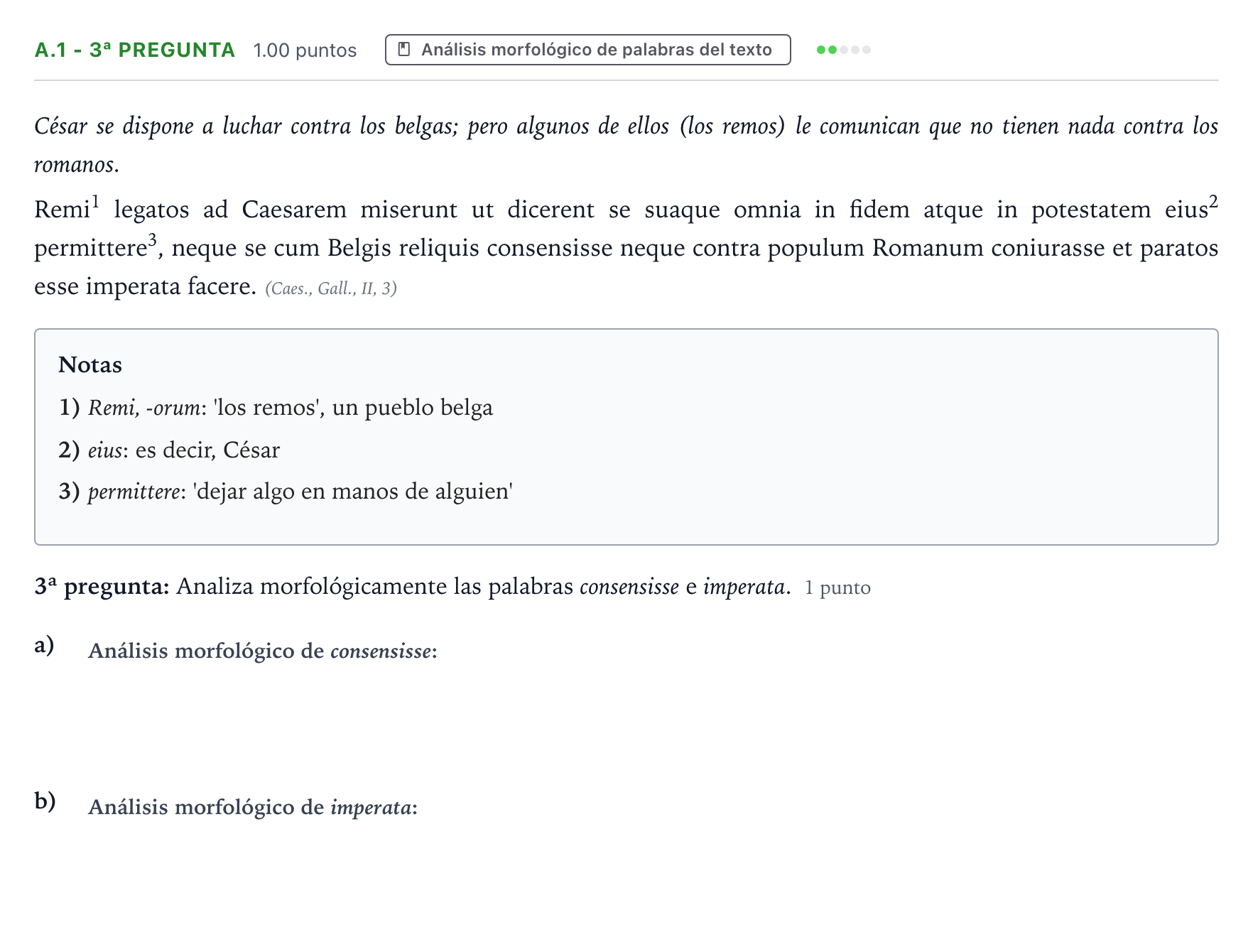 Enunciado: Ejercicio A.1 - 3ª pregunta · Latín II PAU País Vasco Extraordinaria 2024