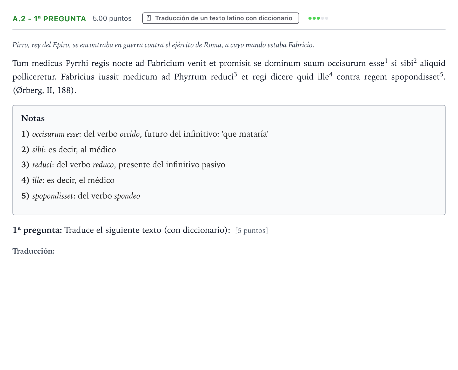 Enunciado: Ejercicio A.2 - 1ª pregunta · Latín II PAU País Vasco Extraordinaria 2024