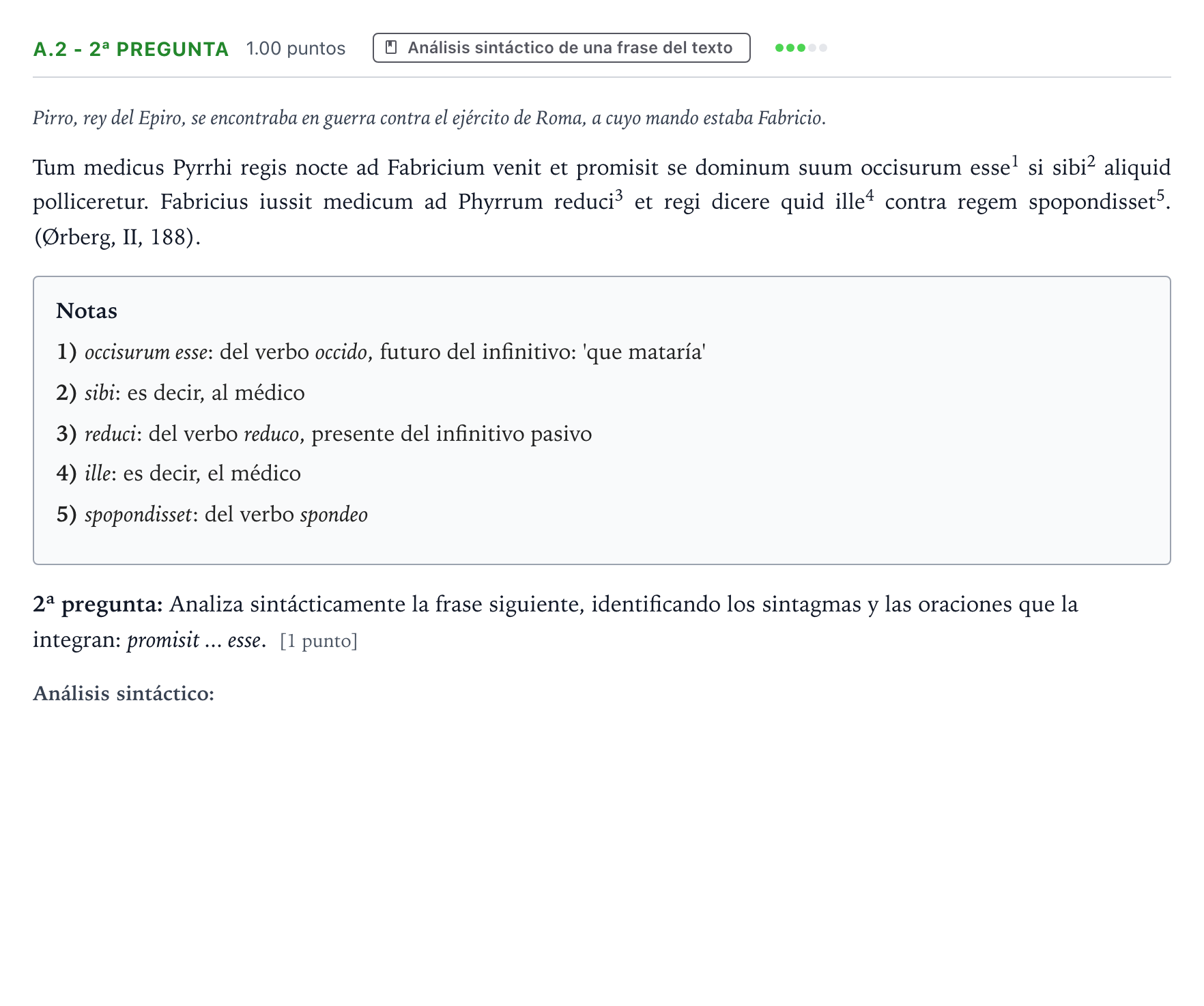 Enunciado: Ejercicio A.2 - 2ª pregunta · Latín II PAU País Vasco Extraordinaria 2024