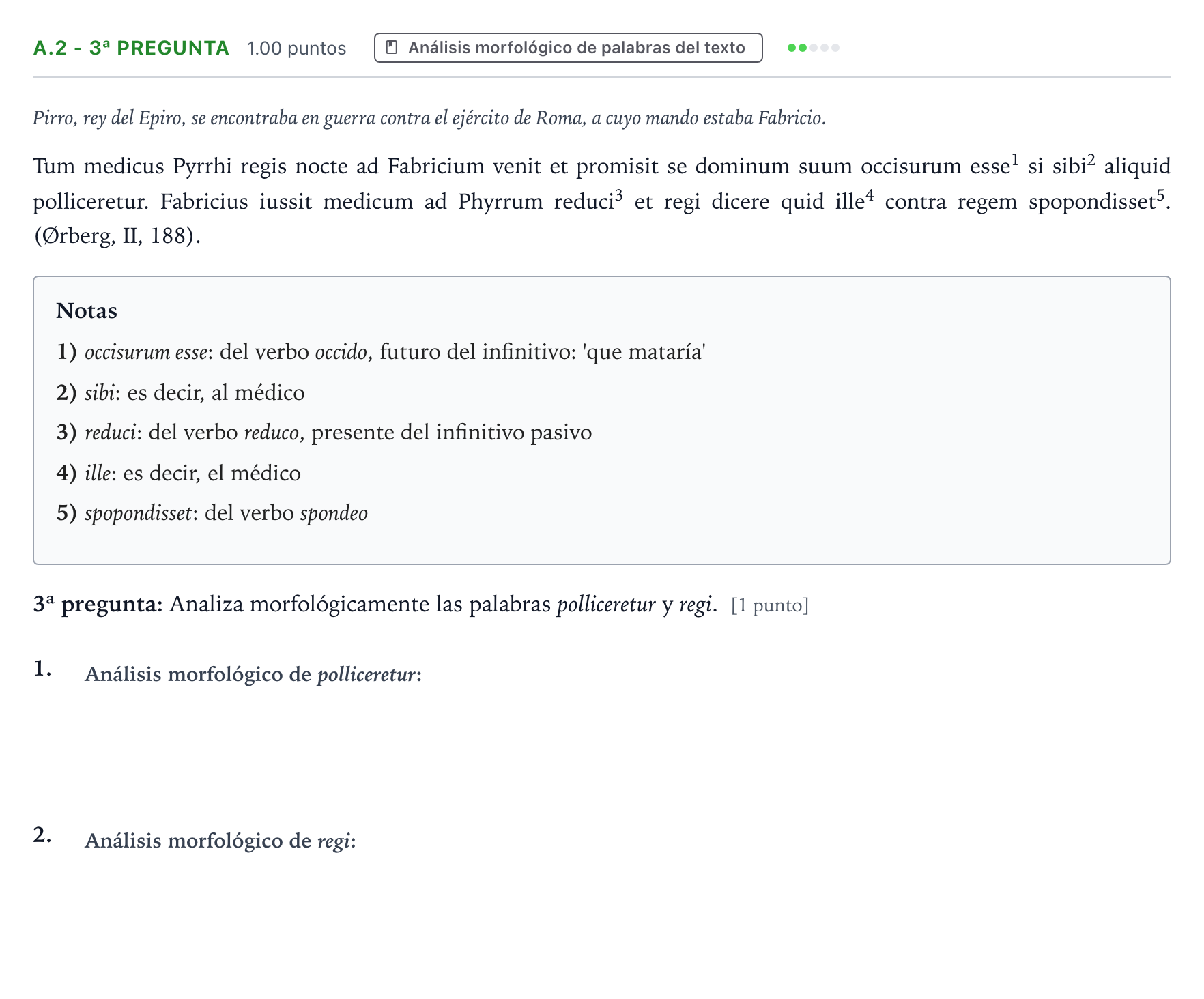 Enunciado: Ejercicio A.2 - 3ª pregunta · Latín II PAU País Vasco Extraordinaria 2024