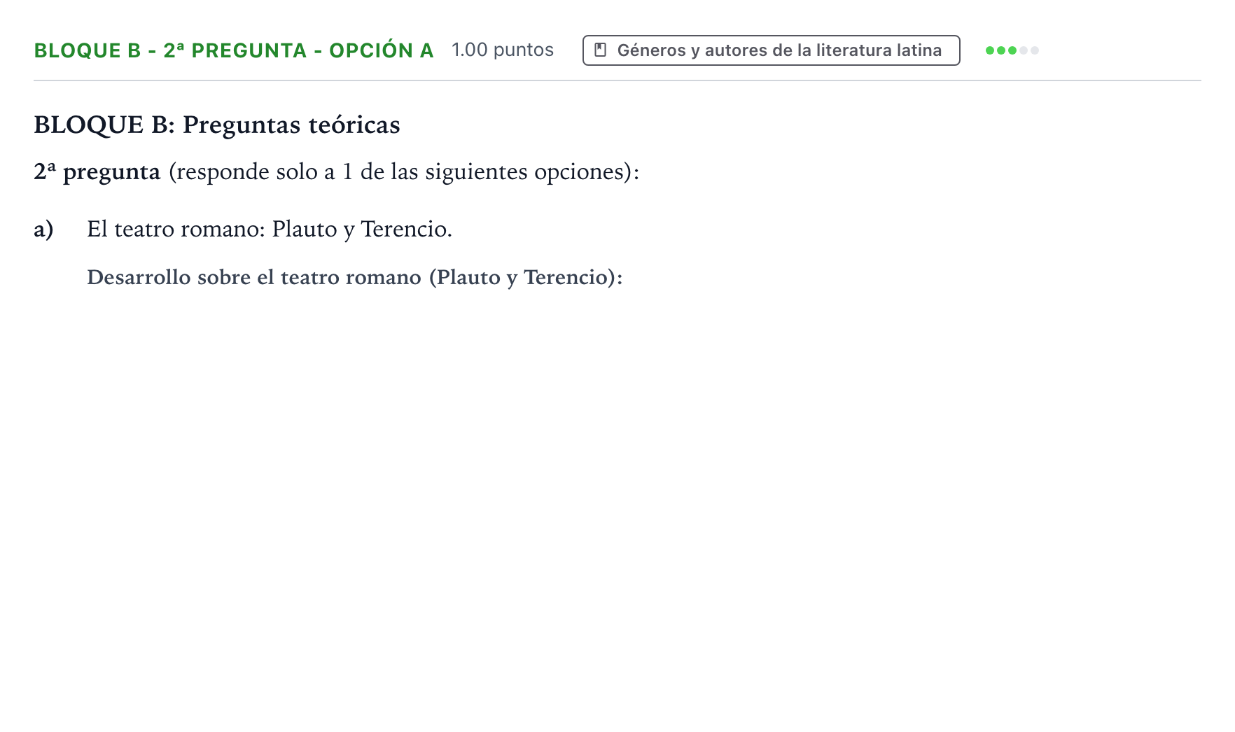 Enunciado: Bloque B - 2ª pregunta - Opción a · Latín II PAU País Vasco Extraordinaria 2024