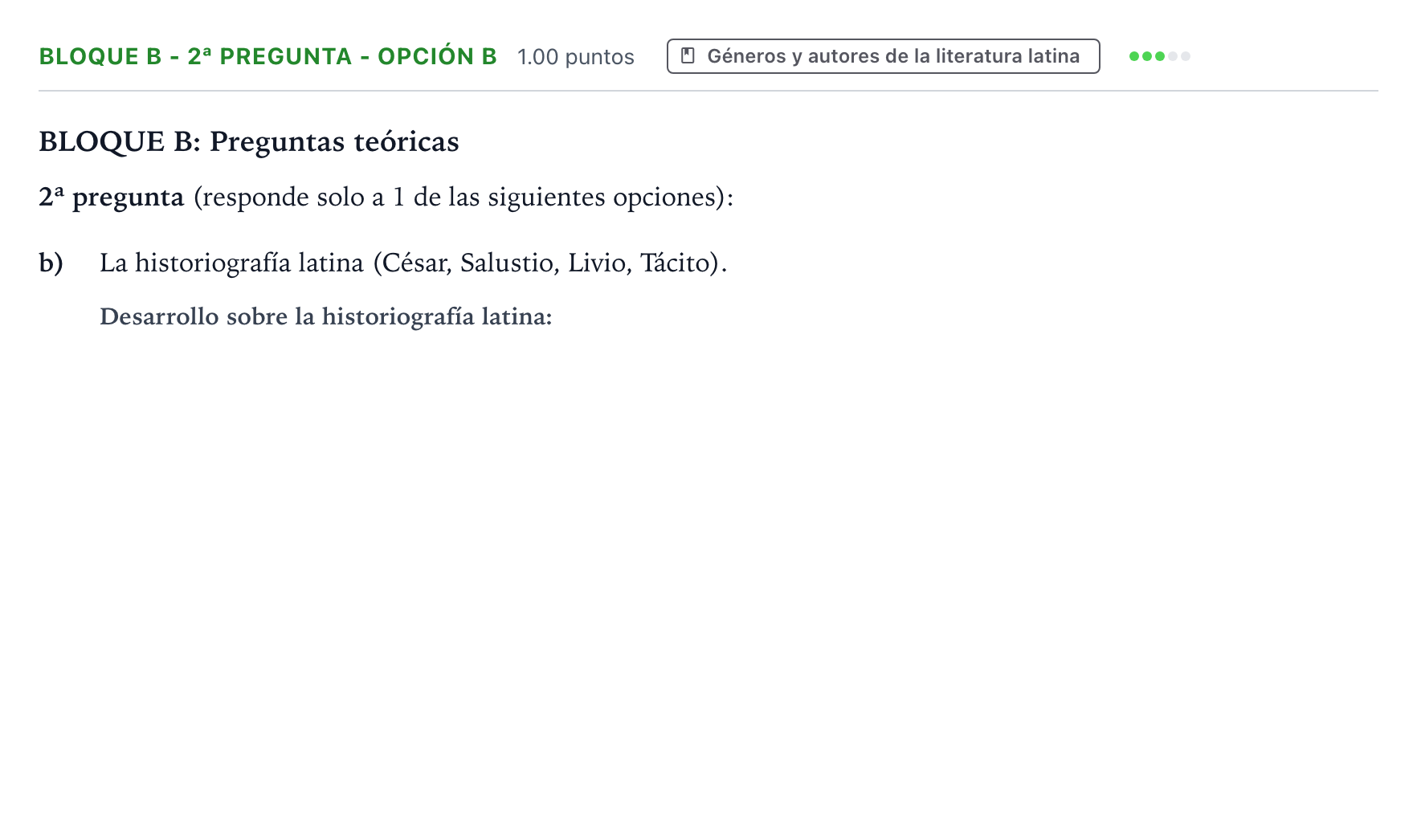 Enunciado: Bloque B - 2ª pregunta - Opción b · Latín II PAU País Vasco Extraordinaria 2024