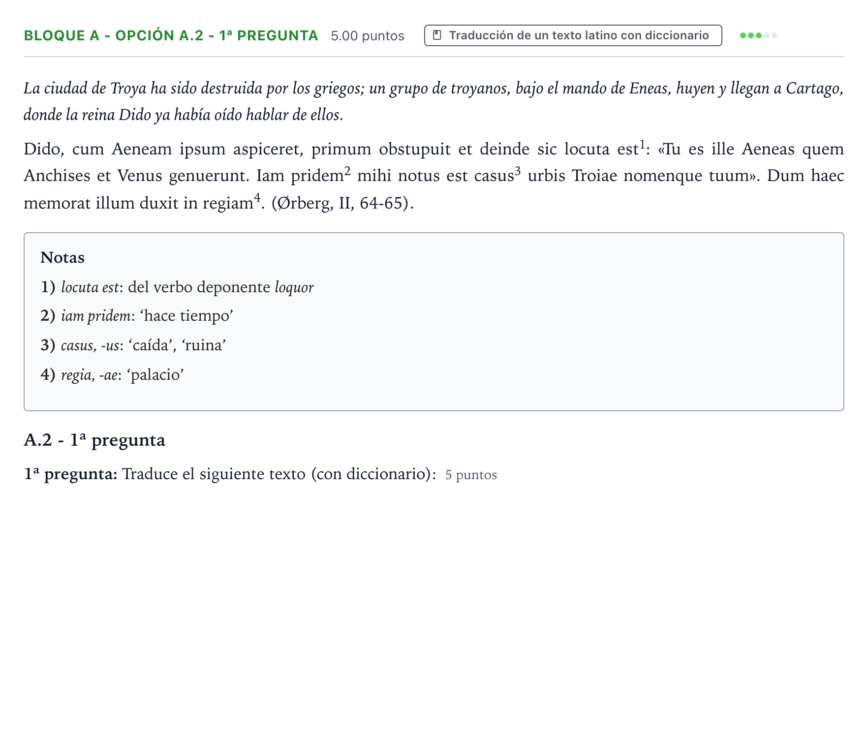 Enunciado: Bloque A - Opción A.2 - 1ª pregunta · Latín II PAU País Vasco Ordinaria 2024