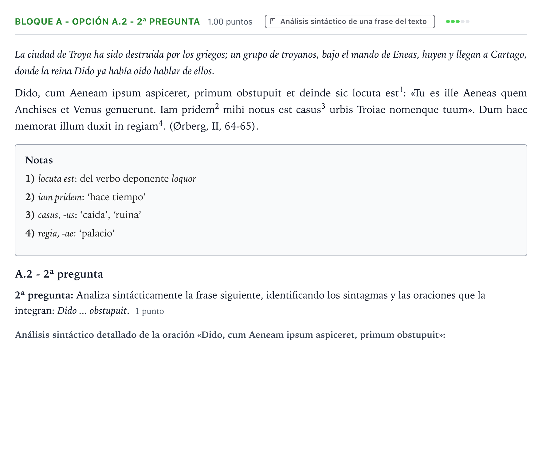 Enunciado: Bloque A - Opción A.2 - 2ª pregunta · Latín II PAU País Vasco Ordinaria 2024