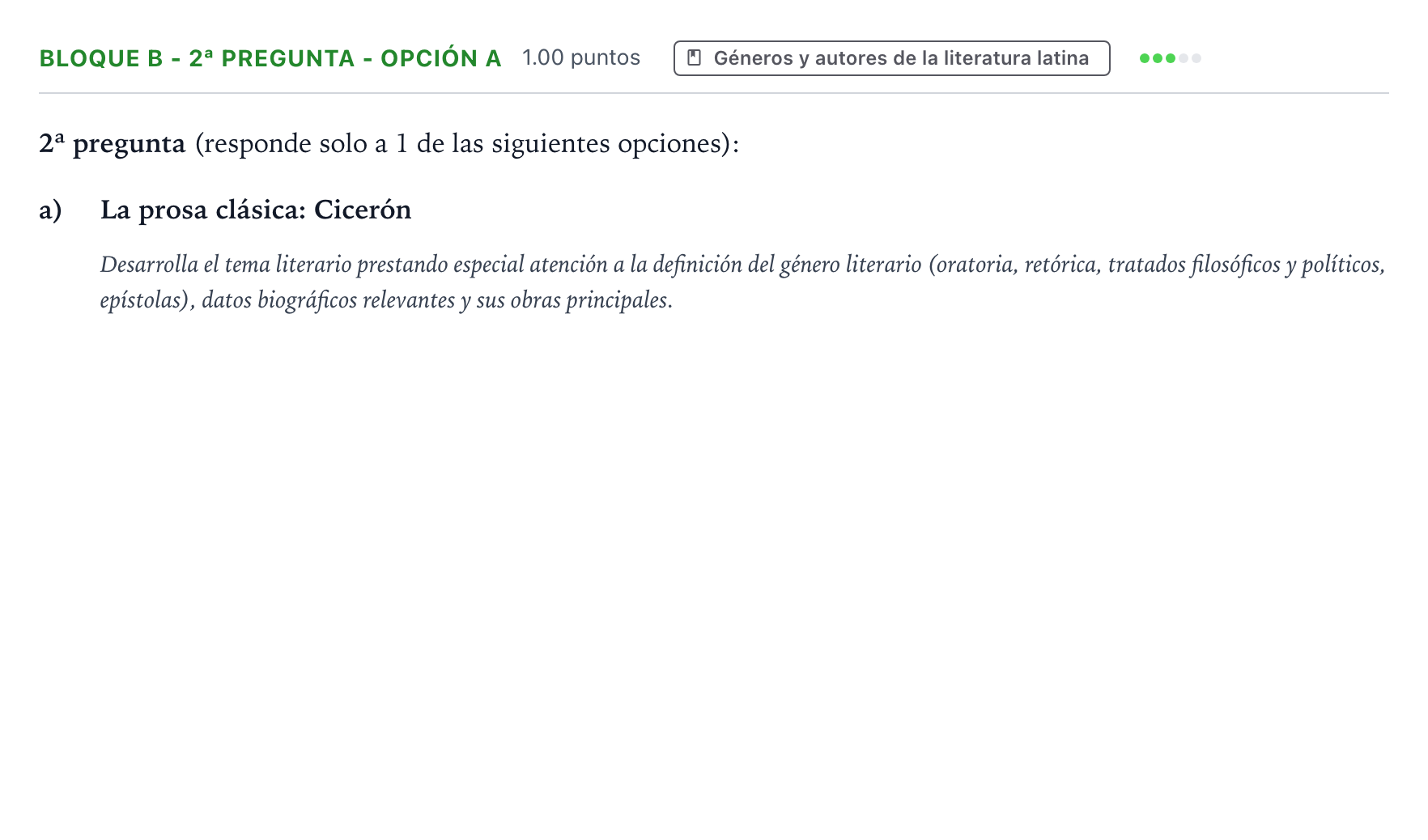Enunciado: Bloque B - 2ª pregunta - Opción a · Latín II PAU País Vasco Ordinaria 2024