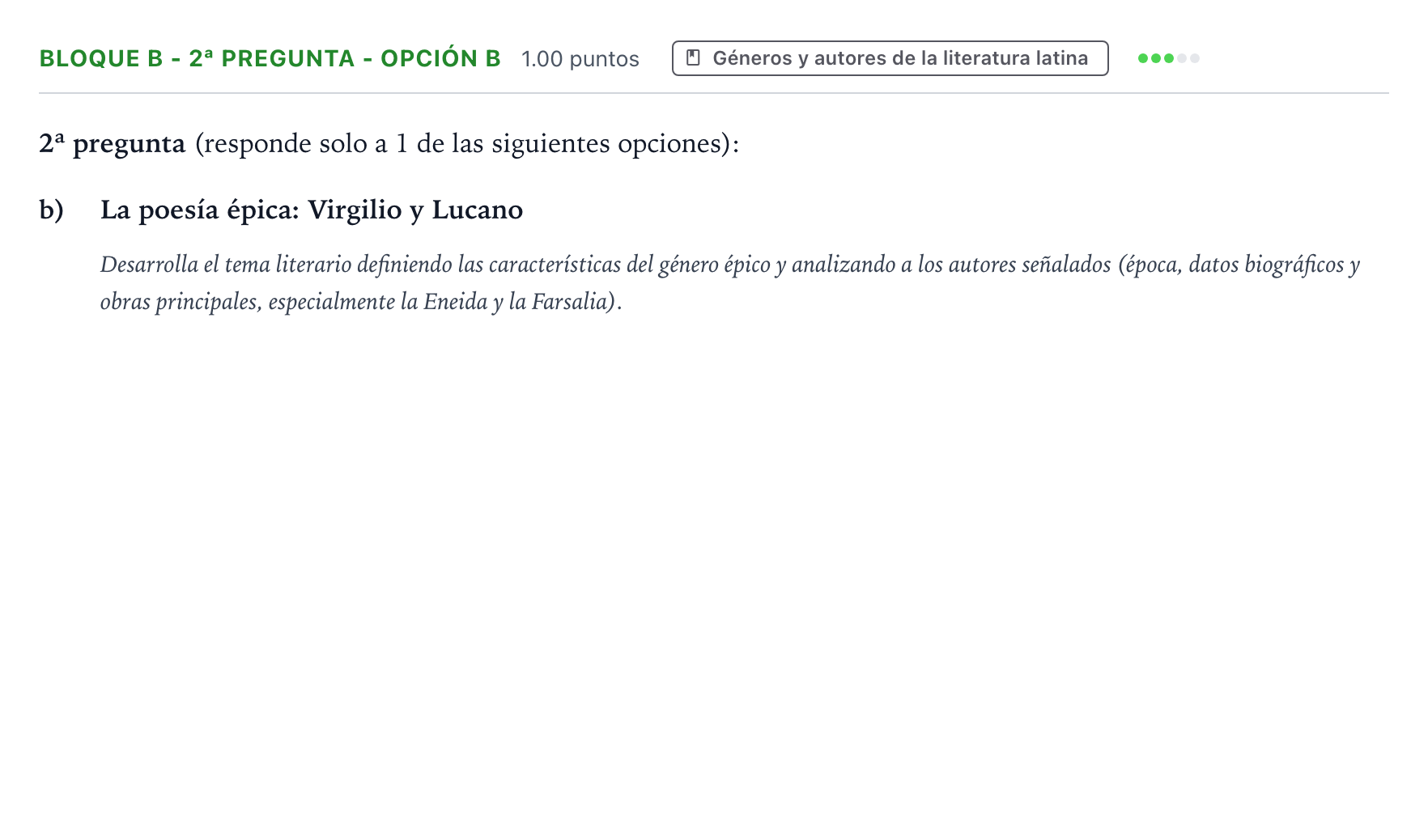 Enunciado: Bloque B - 2ª pregunta - Opción b · Latín II PAU País Vasco Ordinaria 2024