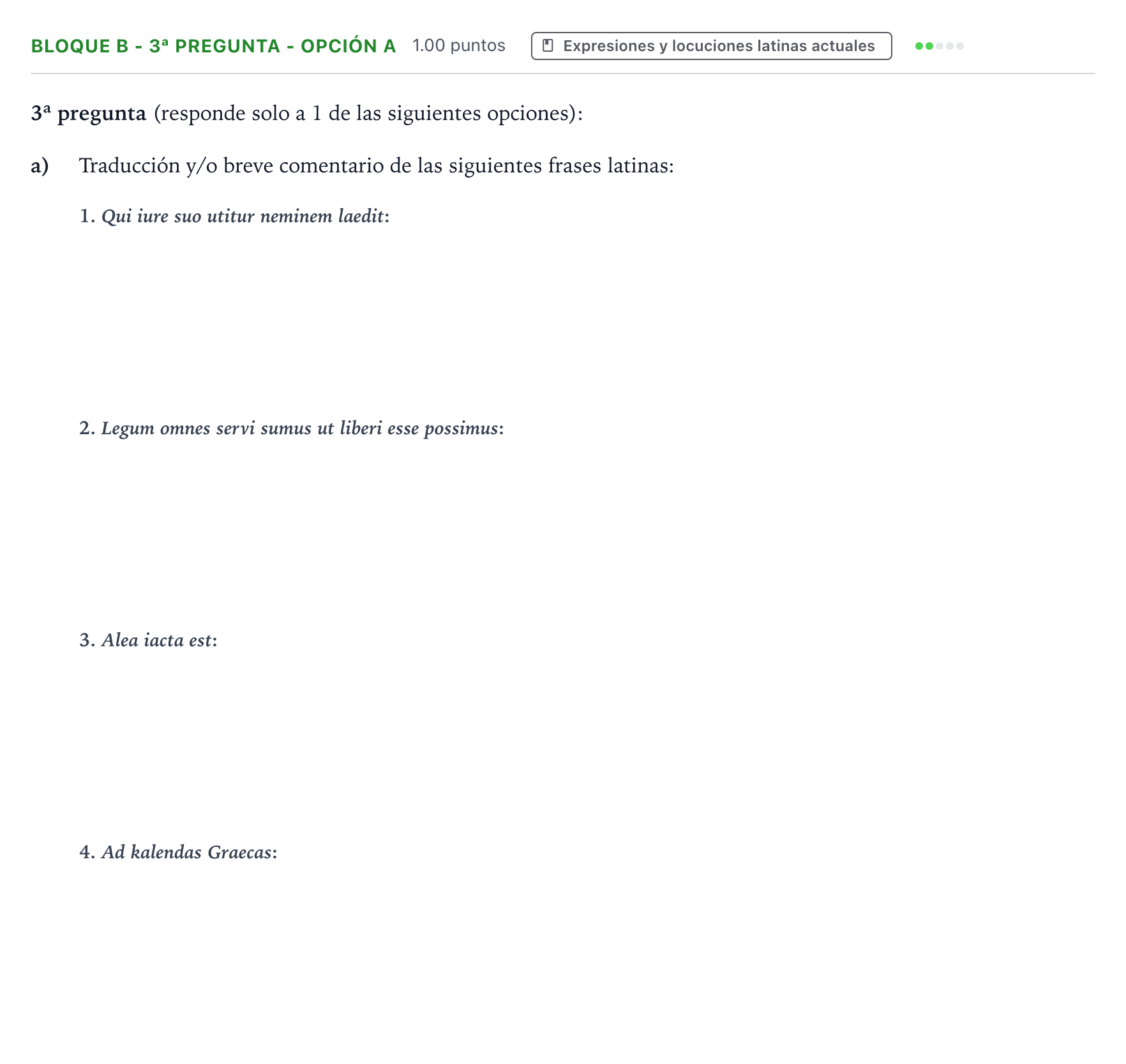 Enunciado: Bloque B - 3ª pregunta - Opción a · Latín II PAU País Vasco Ordinaria 2024