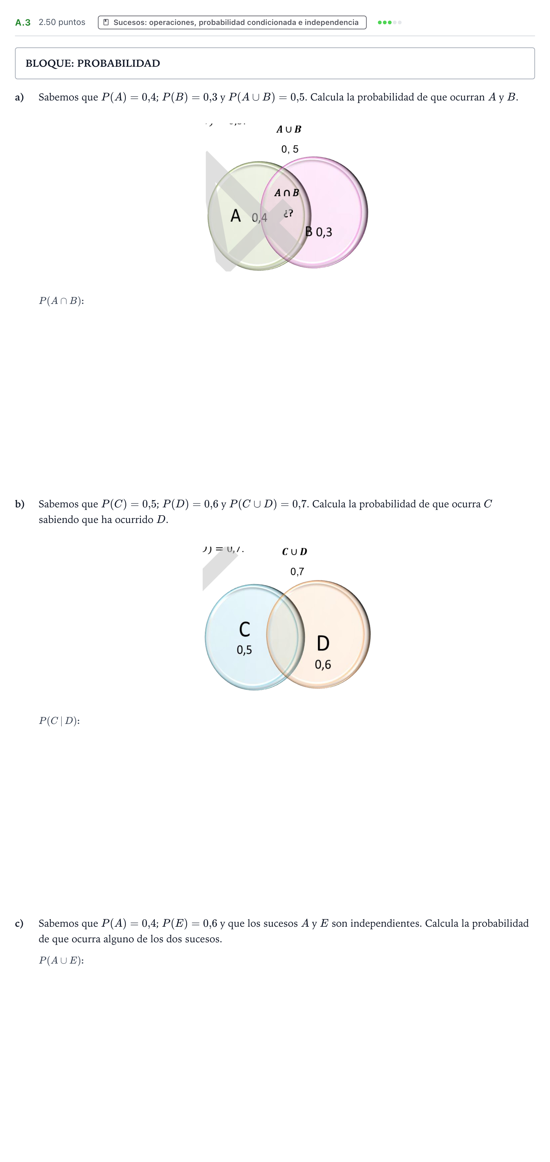Enunciado: Ejercicio A.3 · Matemáticas aplicadas a las Ciencias Sociales II PAU País Vasco Extraordinaria 2024