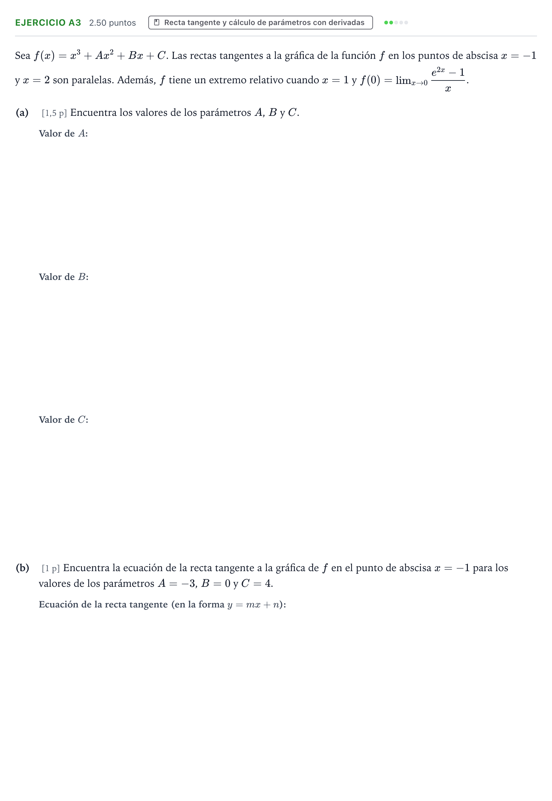 Enunciado: Ejercicio A3 · Matemáticas II PAU País Vasco Extraordinaria 2024