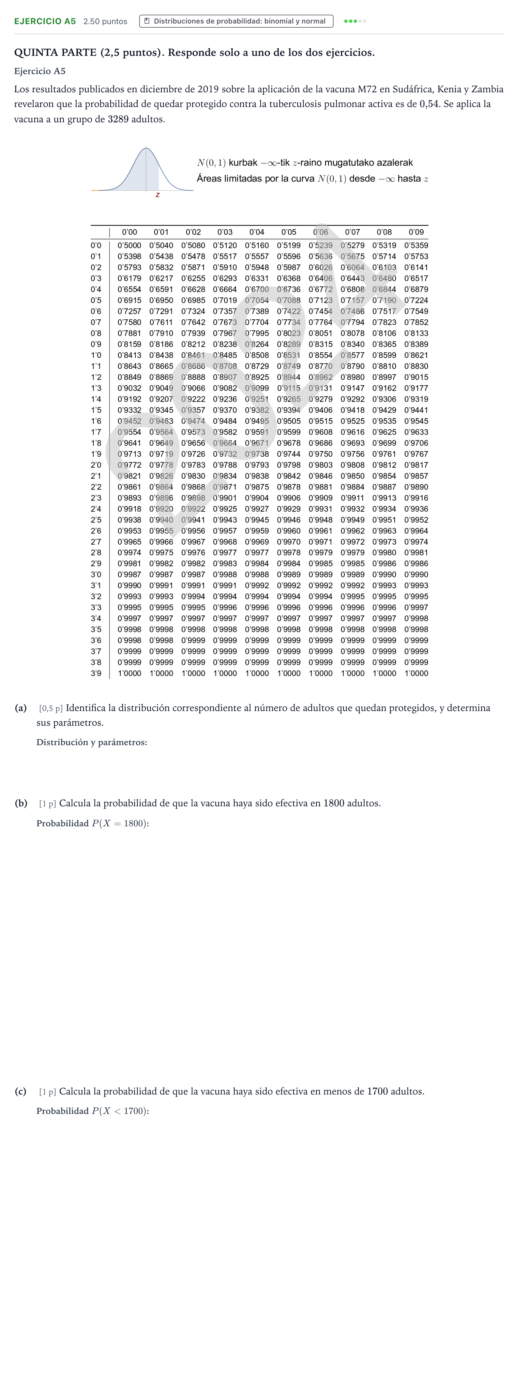 Enunciado: Ejercicio A5 · Matemáticas II PAU País Vasco Extraordinaria 2024