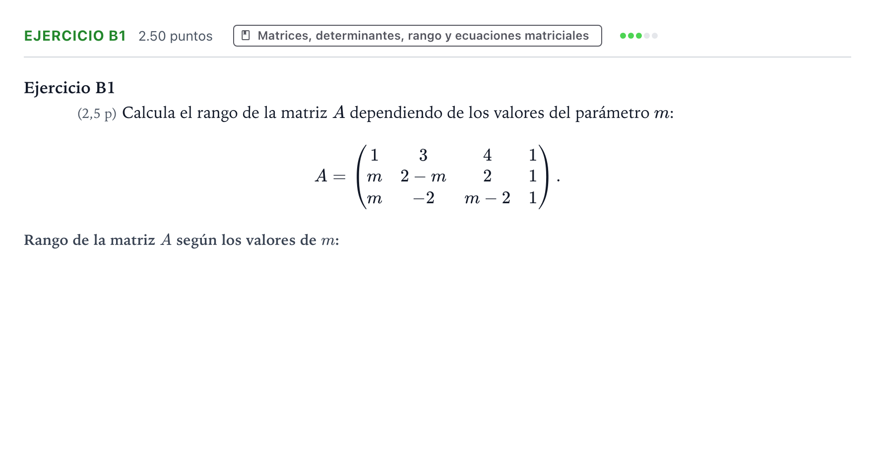 Enunciado: Ejercicio B1 · Matemáticas II PAU País Vasco Extraordinaria 2024