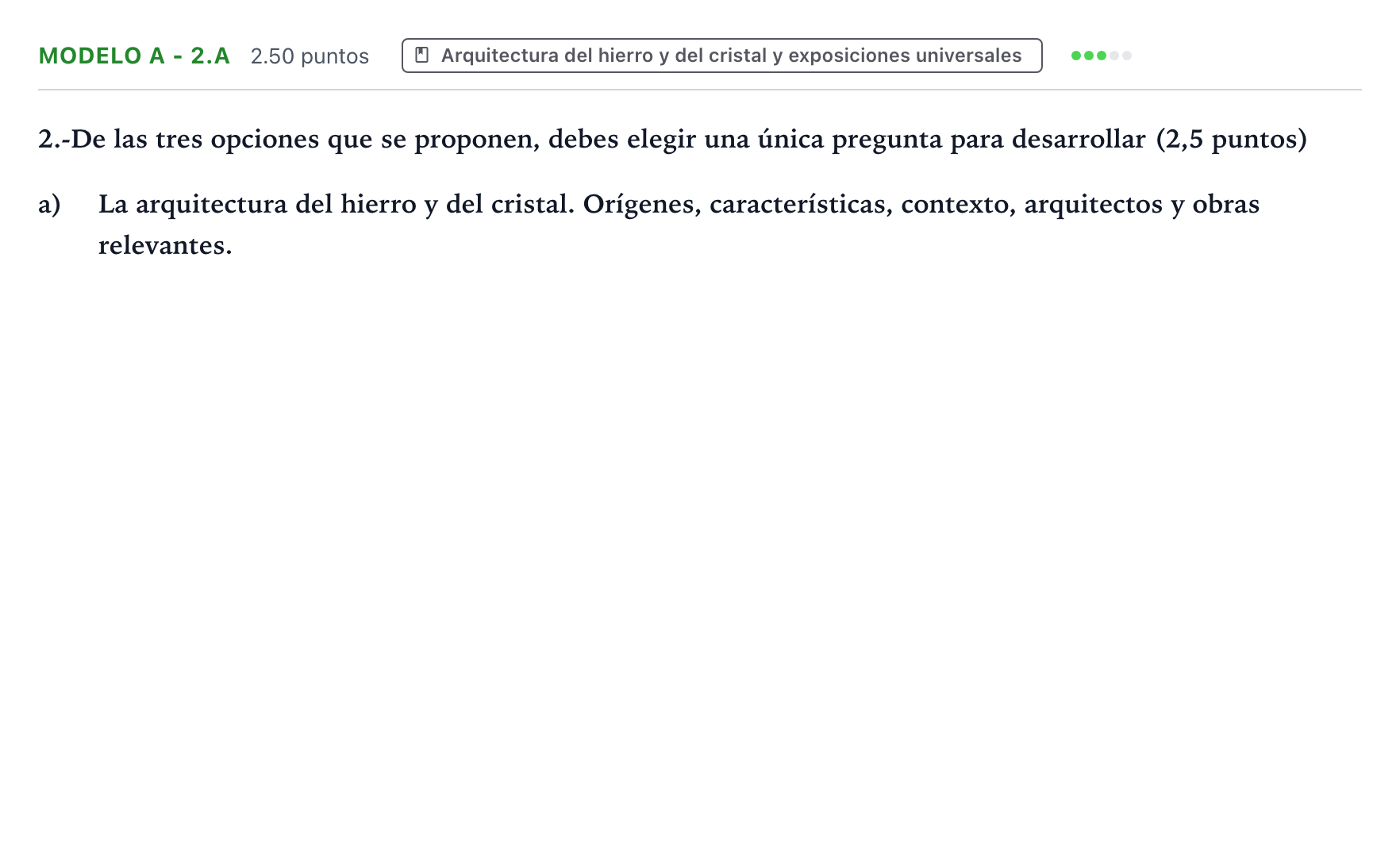 Enunciado: Ejercicio Modelo A - 2.a · Movimientos Culturales y Artísticos PAU País Vasco Extraordinaria 2024