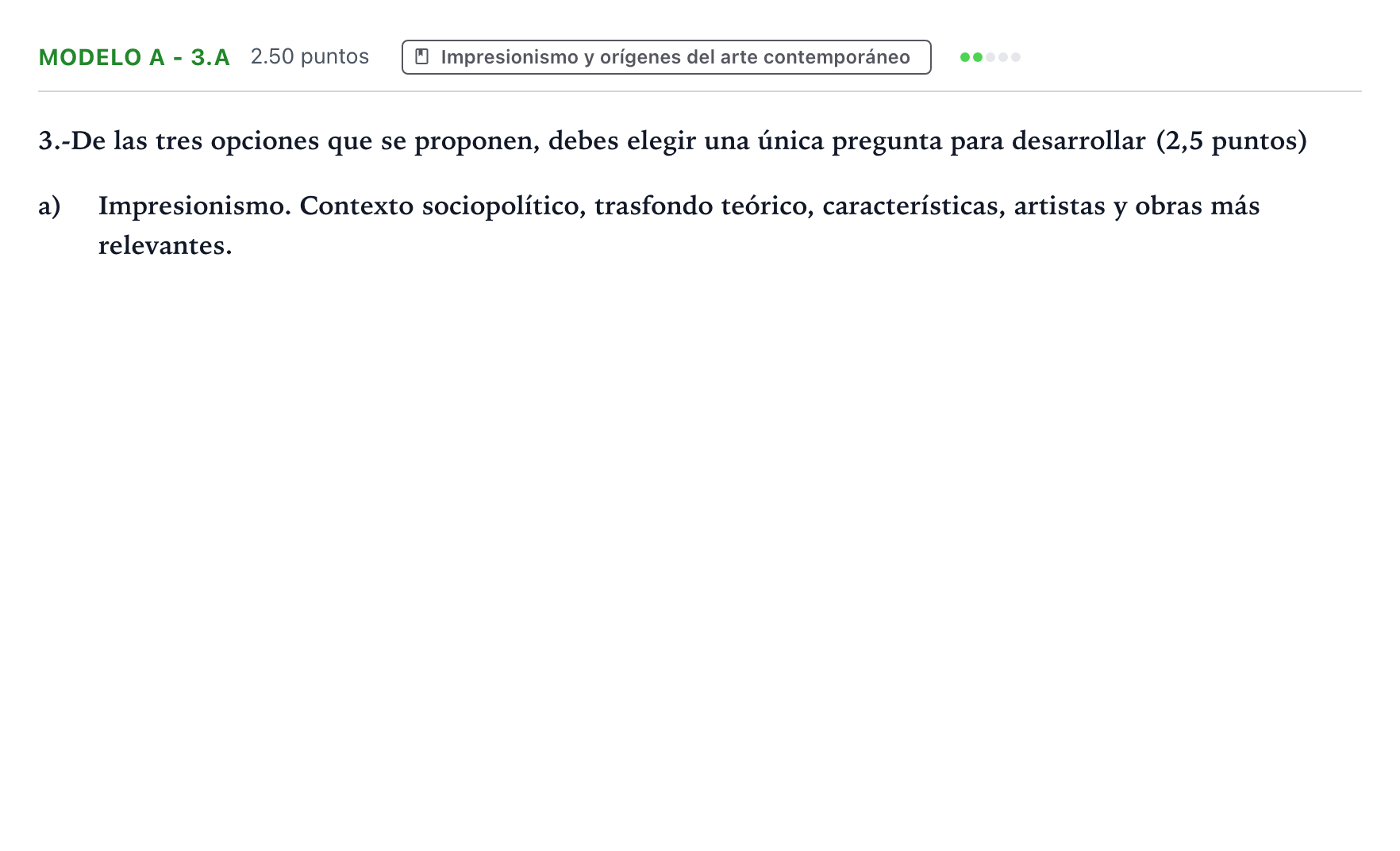 Enunciado: Ejercicio Modelo A - 3.a · Movimientos Culturales y Artísticos PAU País Vasco Extraordinaria 2024