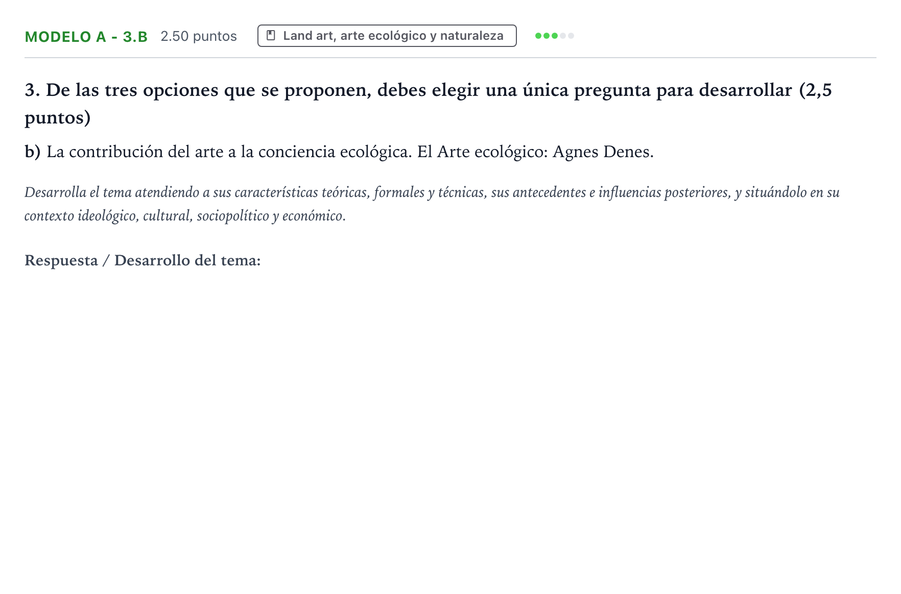 Enunciado: Ejercicio Modelo A - 3.b · Movimientos Culturales y Artísticos PAU País Vasco Extraordinaria 2024