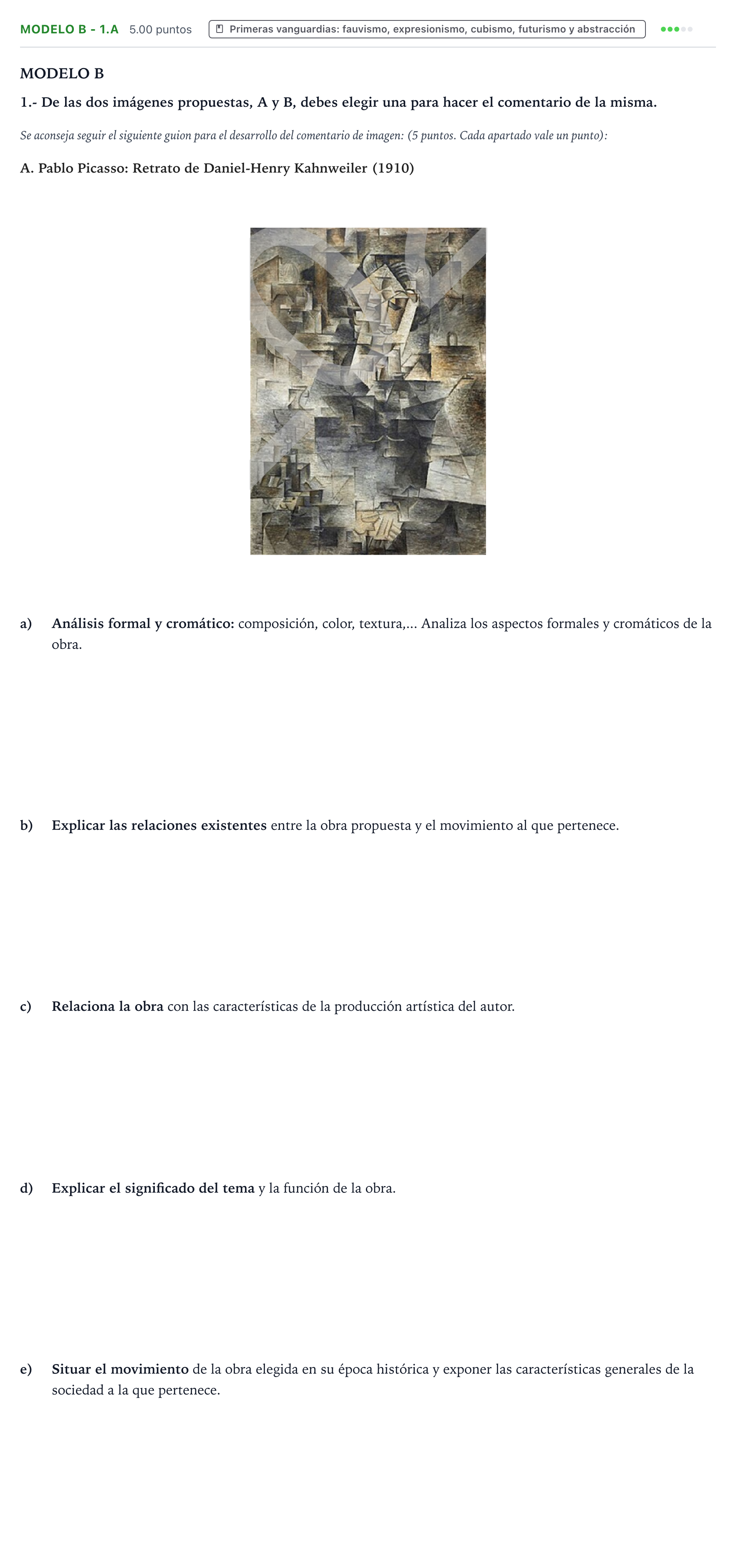 Enunciado: Ejercicio Modelo B - 1.A · Movimientos Culturales y Artísticos PAU País Vasco Extraordinaria 2024