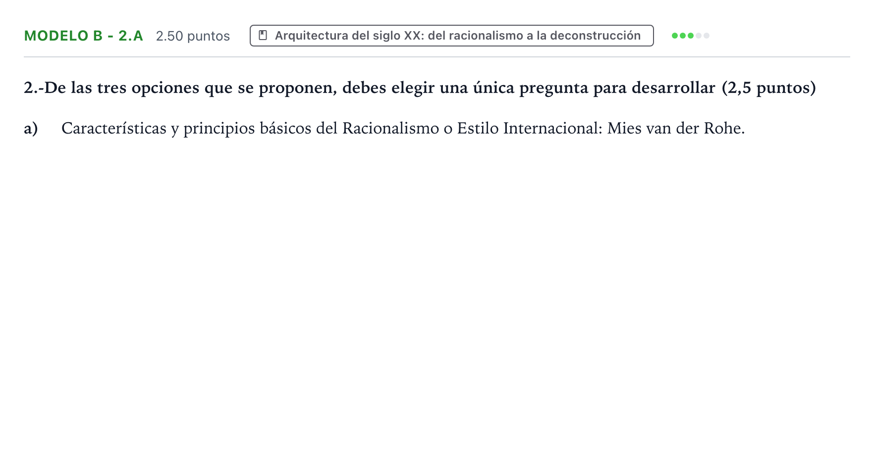 Enunciado: Ejercicio Modelo B - 2.a · Movimientos Culturales y Artísticos PAU País Vasco Extraordinaria 2024