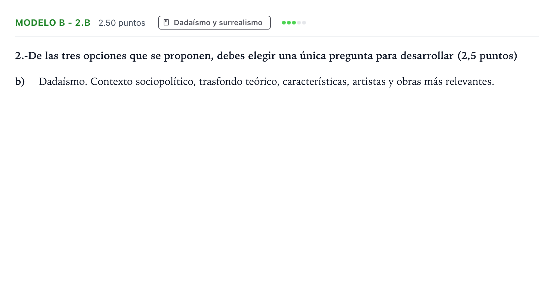 Enunciado: Ejercicio Modelo B - 2.b · Movimientos Culturales y Artísticos PAU País Vasco Extraordinaria 2024