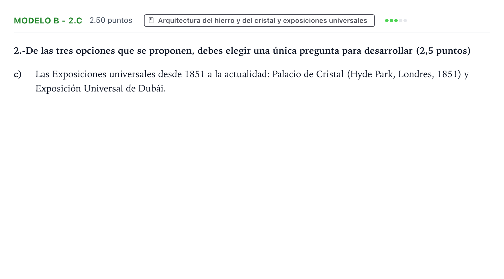 Enunciado: Ejercicio Modelo B - 2.c · Movimientos Culturales y Artísticos PAU País Vasco Extraordinaria 2024