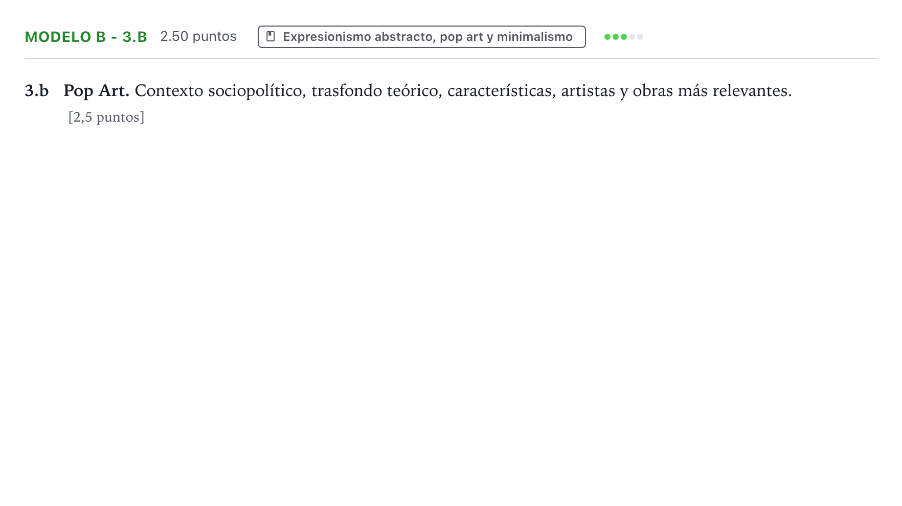 Enunciado: Ejercicio Modelo B - 3.b · Movimientos Culturales y Artísticos PAU País Vasco Extraordinaria 2024