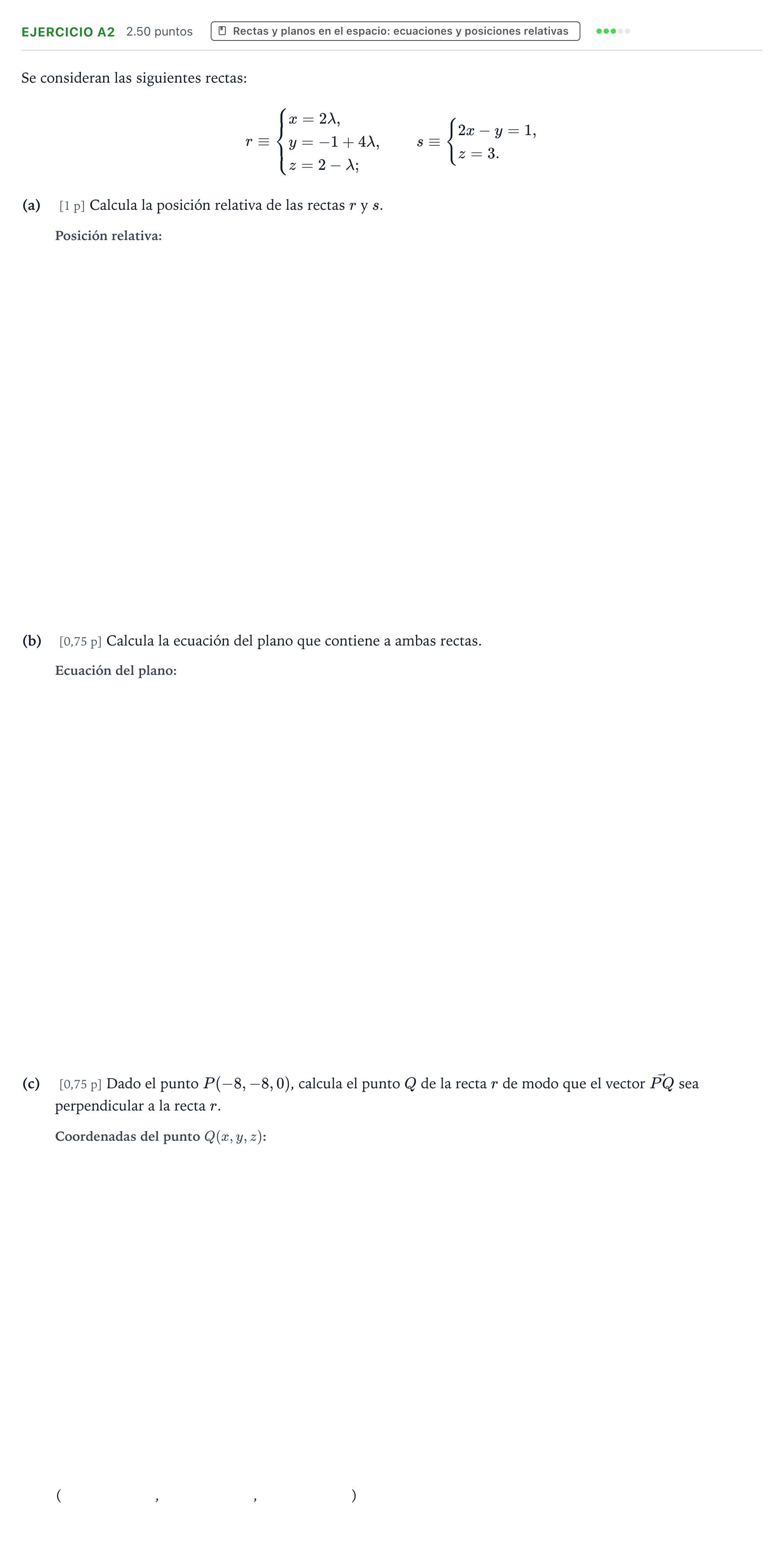 Enunciado: Ejercicio A2 · Matemáticas II PAU País Vasco Ordinaria 2024