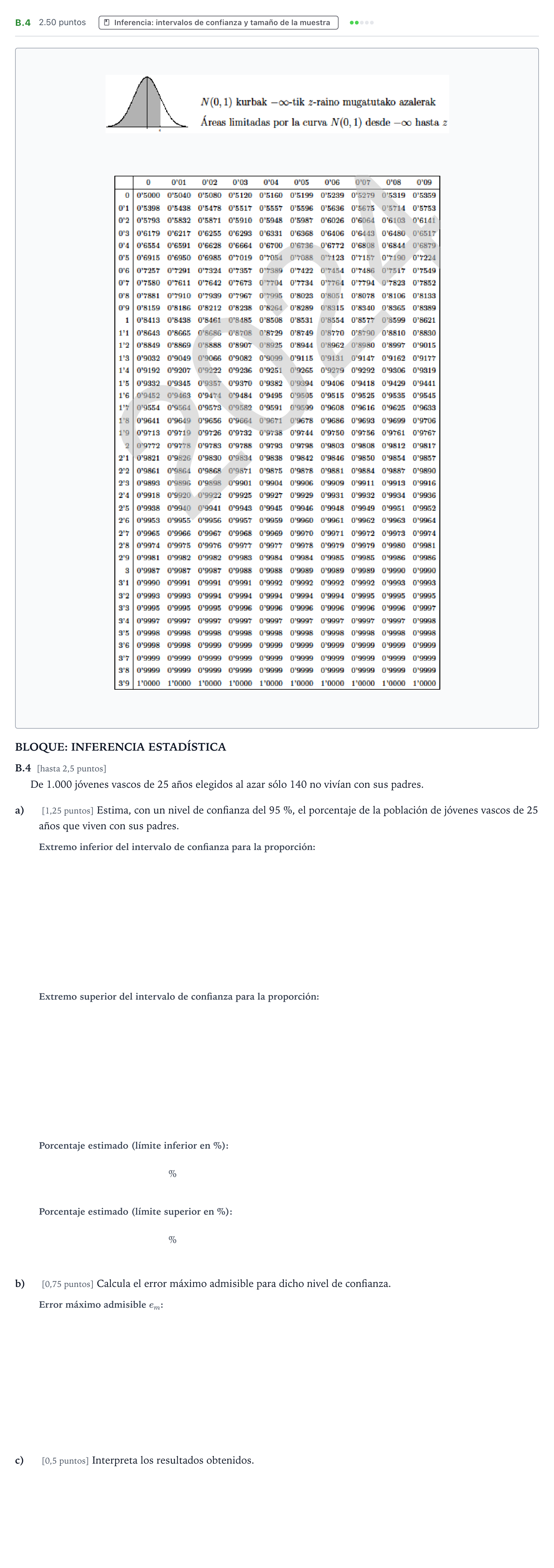 Enunciado: Ejercicio B.4 · Matemáticas aplicadas a las Ciencias Sociales II PAU País Vasco Ordinaria 2024