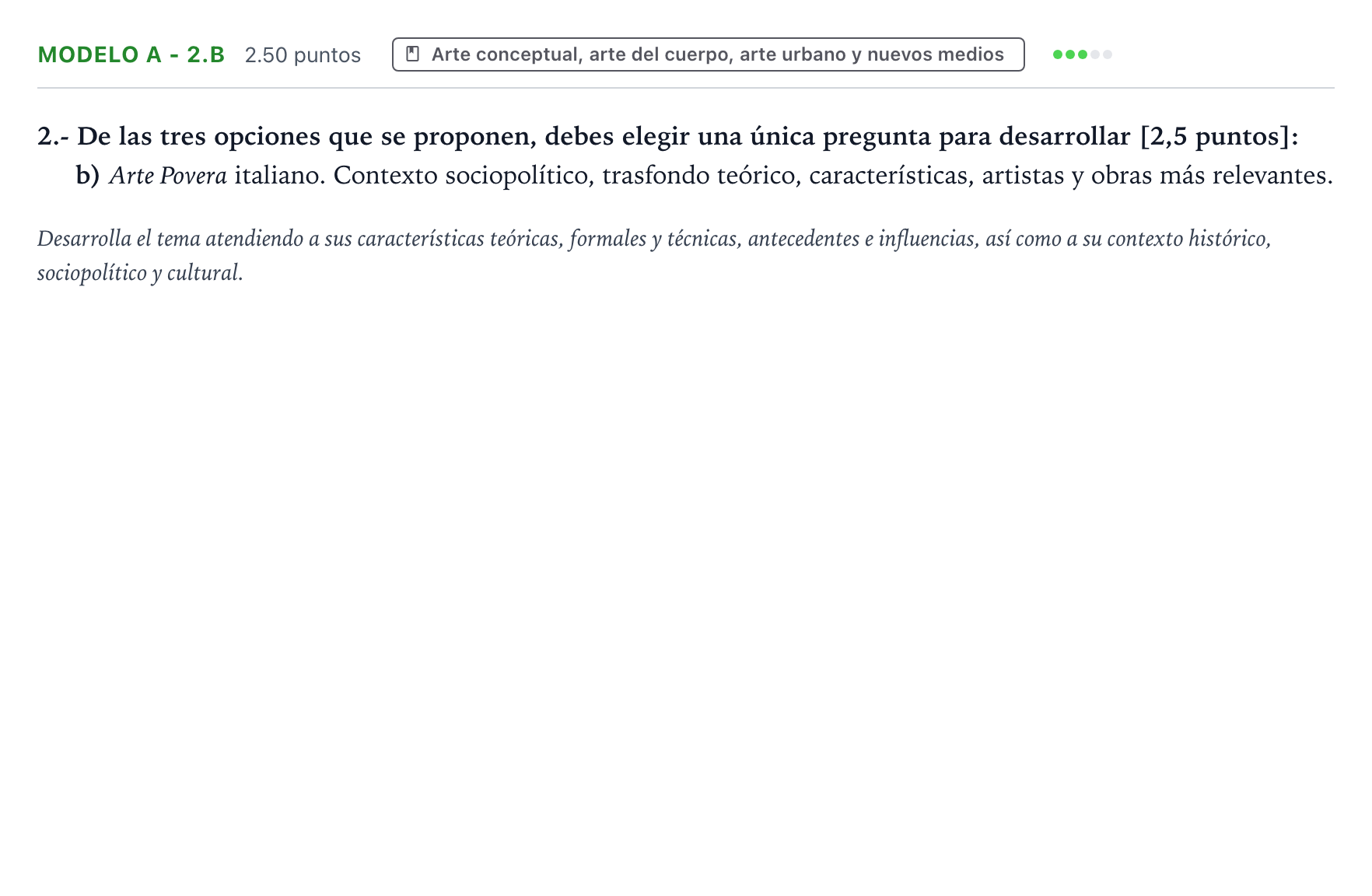 Enunciado: Ejercicio Modelo A - 2.b · Movimientos Culturales y Artísticos PAU País Vasco Ordinaria 2024