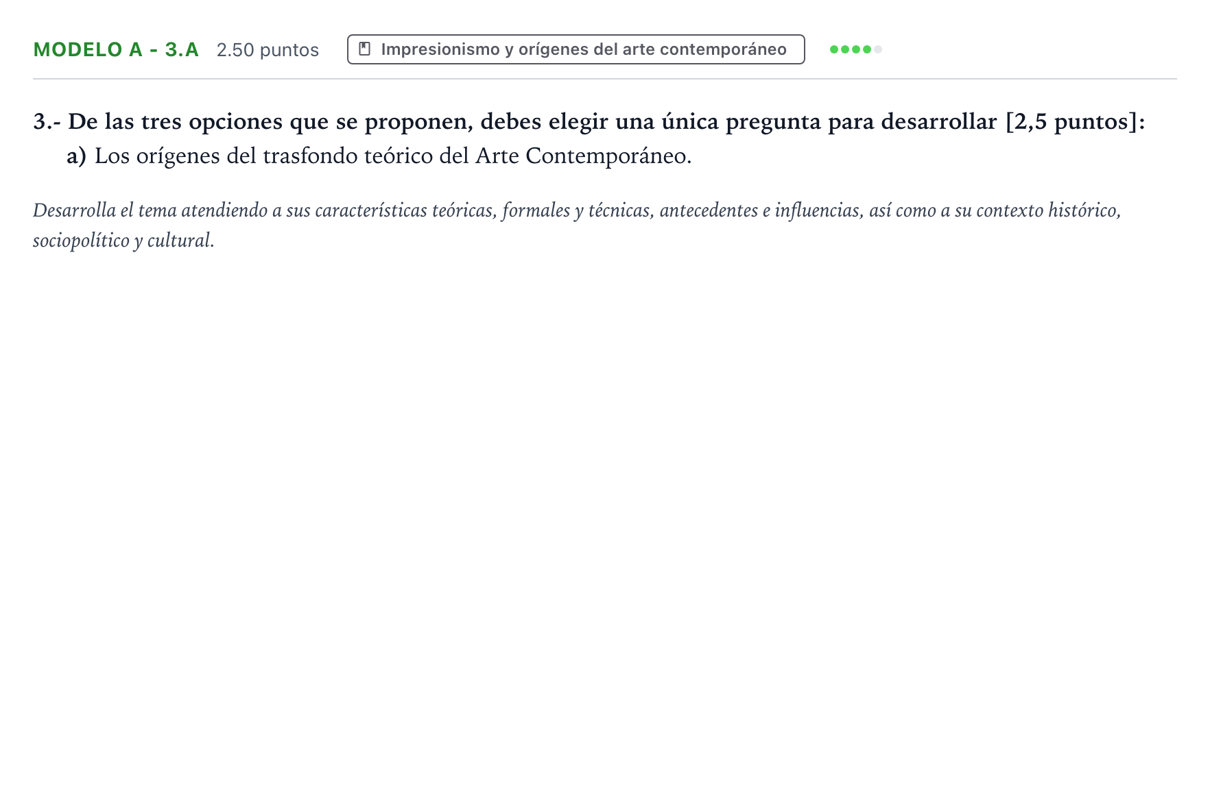 Enunciado: Ejercicio Modelo A - 3.a · Movimientos Culturales y Artísticos PAU País Vasco Ordinaria 2024