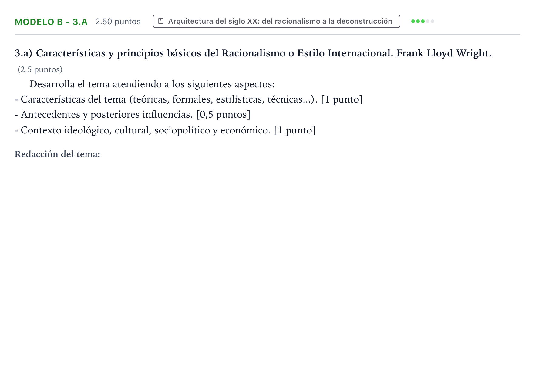 Enunciado: Ejercicio Modelo B - 3.a · Movimientos Culturales y Artísticos PAU País Vasco Ordinaria 2024