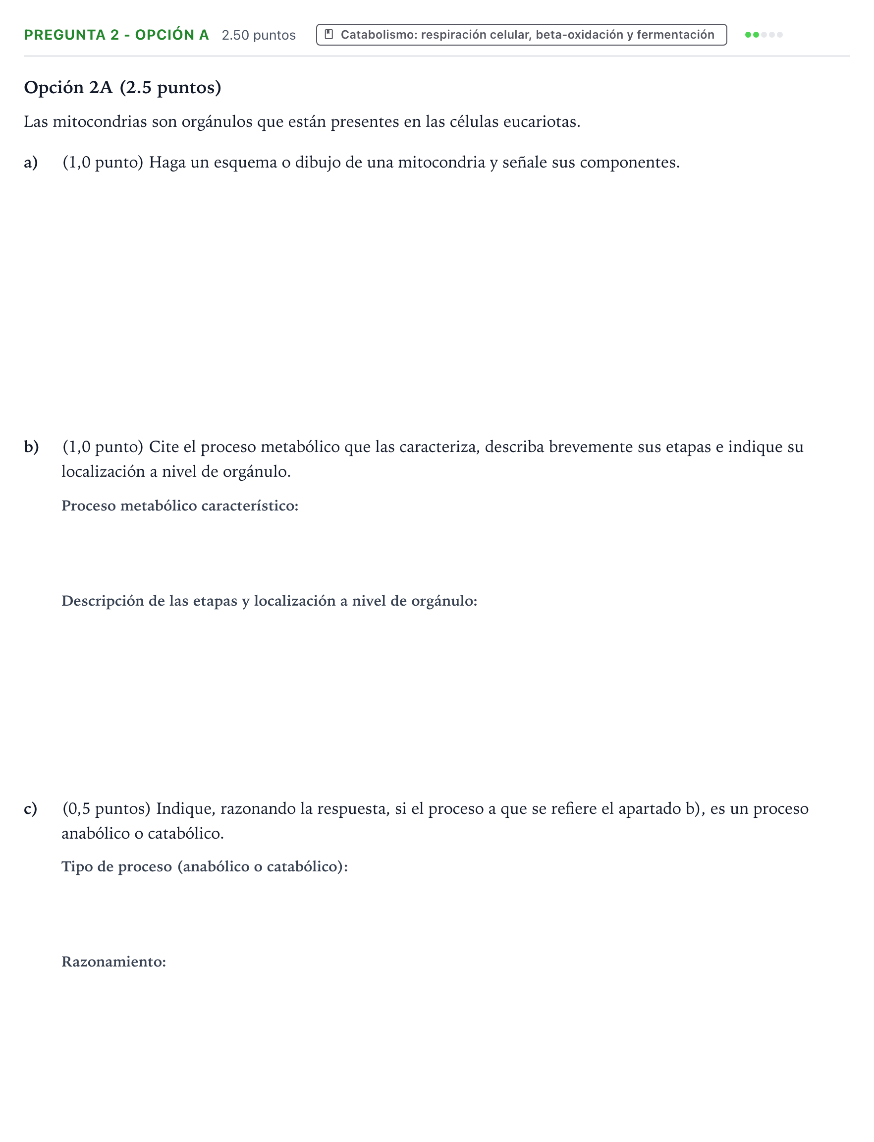 Enunciado: Pregunta 2 - Opción A · Biología PAU País Vasco Extraordinaria 2022