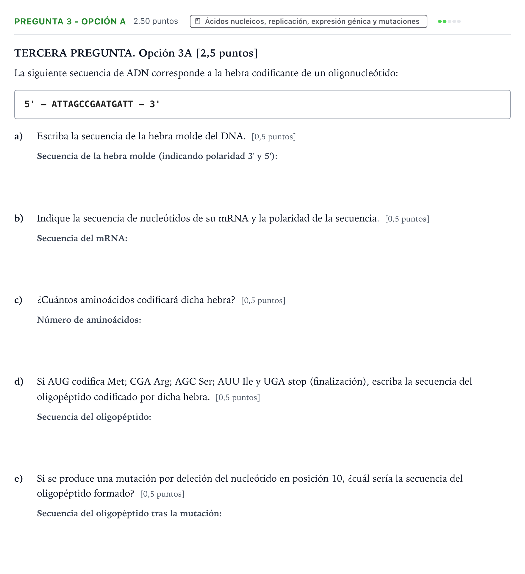 Enunciado: Pregunta 3 - Opción A · Biología PAU País Vasco Extraordinaria 2022