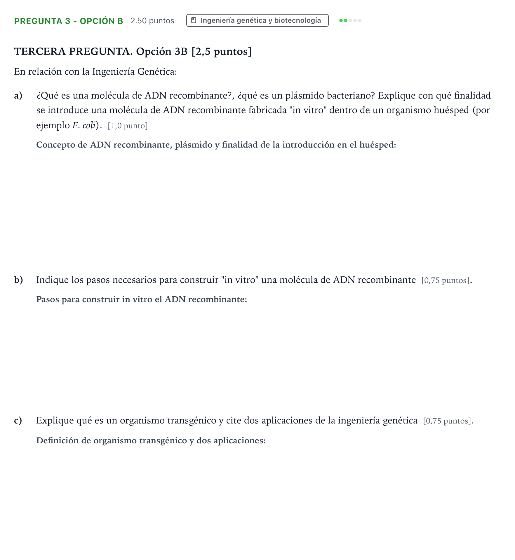 Enunciado: Pregunta 3 - Opción B · Biología PAU País Vasco Extraordinaria 2022