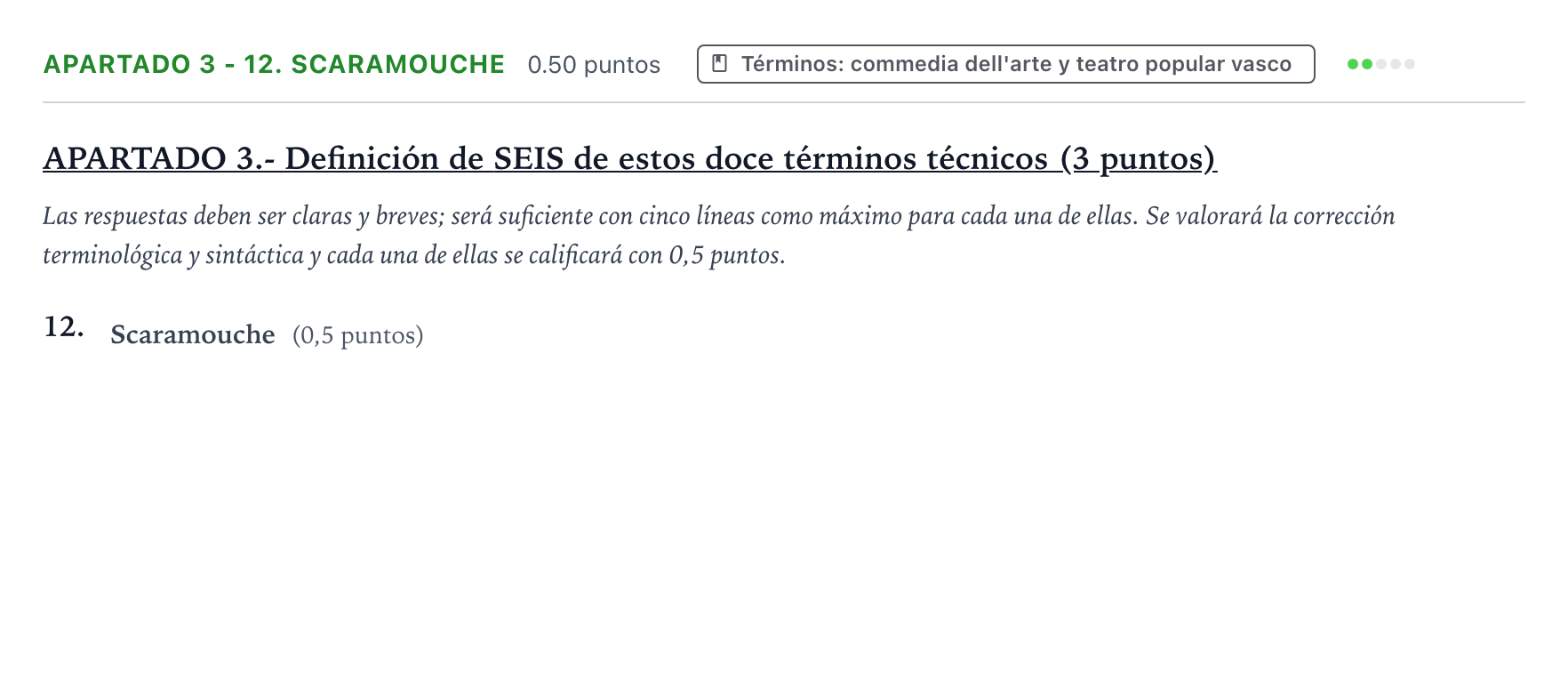 Enunciado: Apartado 3 - 12. Scaramouche · Artes Escénicas PAU País Vasco Ordinaria 2022
