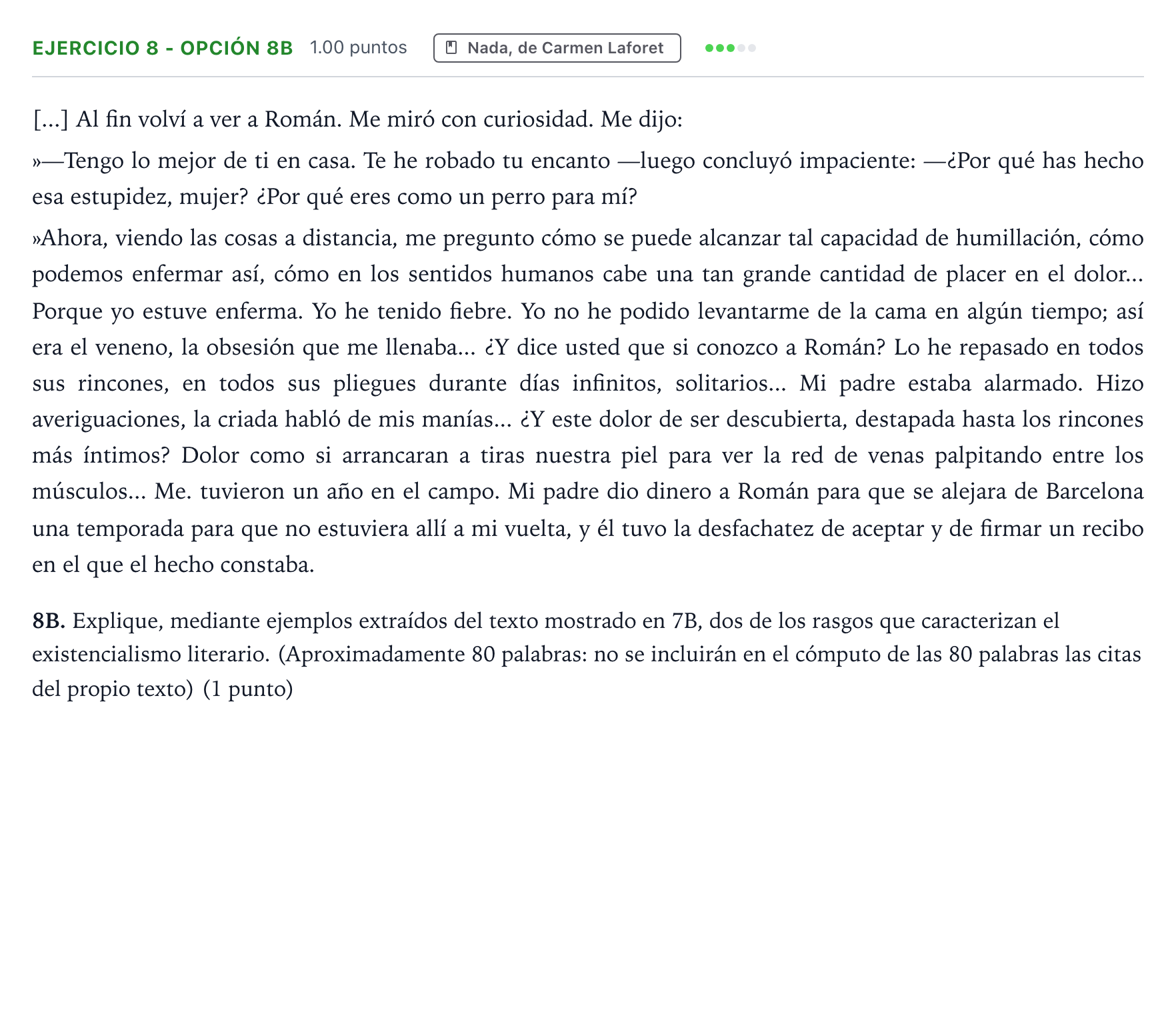 Enunciado: Ejercicio 8 - Opción 8B · Lengua Castellana y Literatura II PAU País Vasco Ordinaria 2022