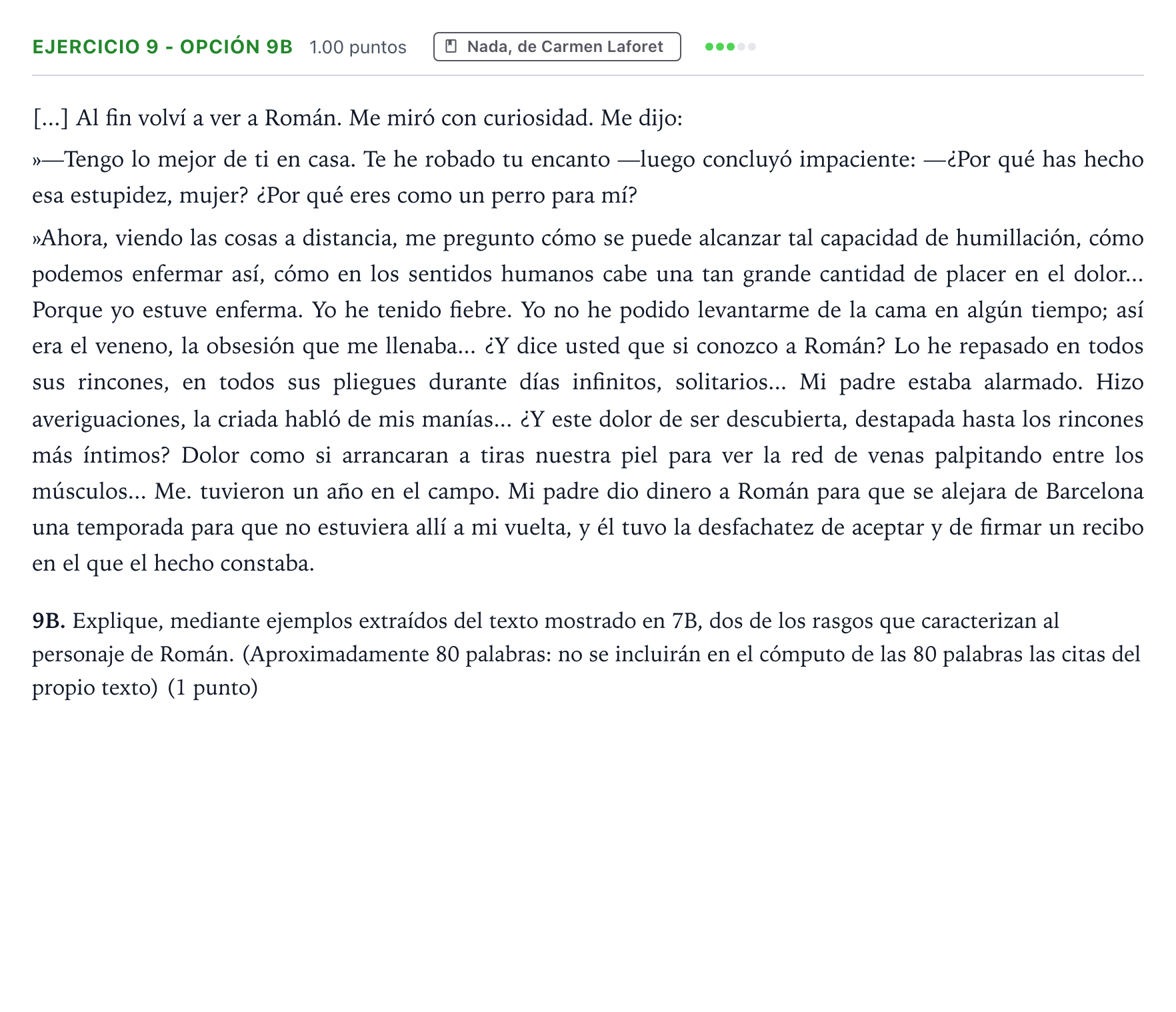 Enunciado: Ejercicio 9 - Opción 9B · Lengua Castellana y Literatura II PAU País Vasco Ordinaria 2022