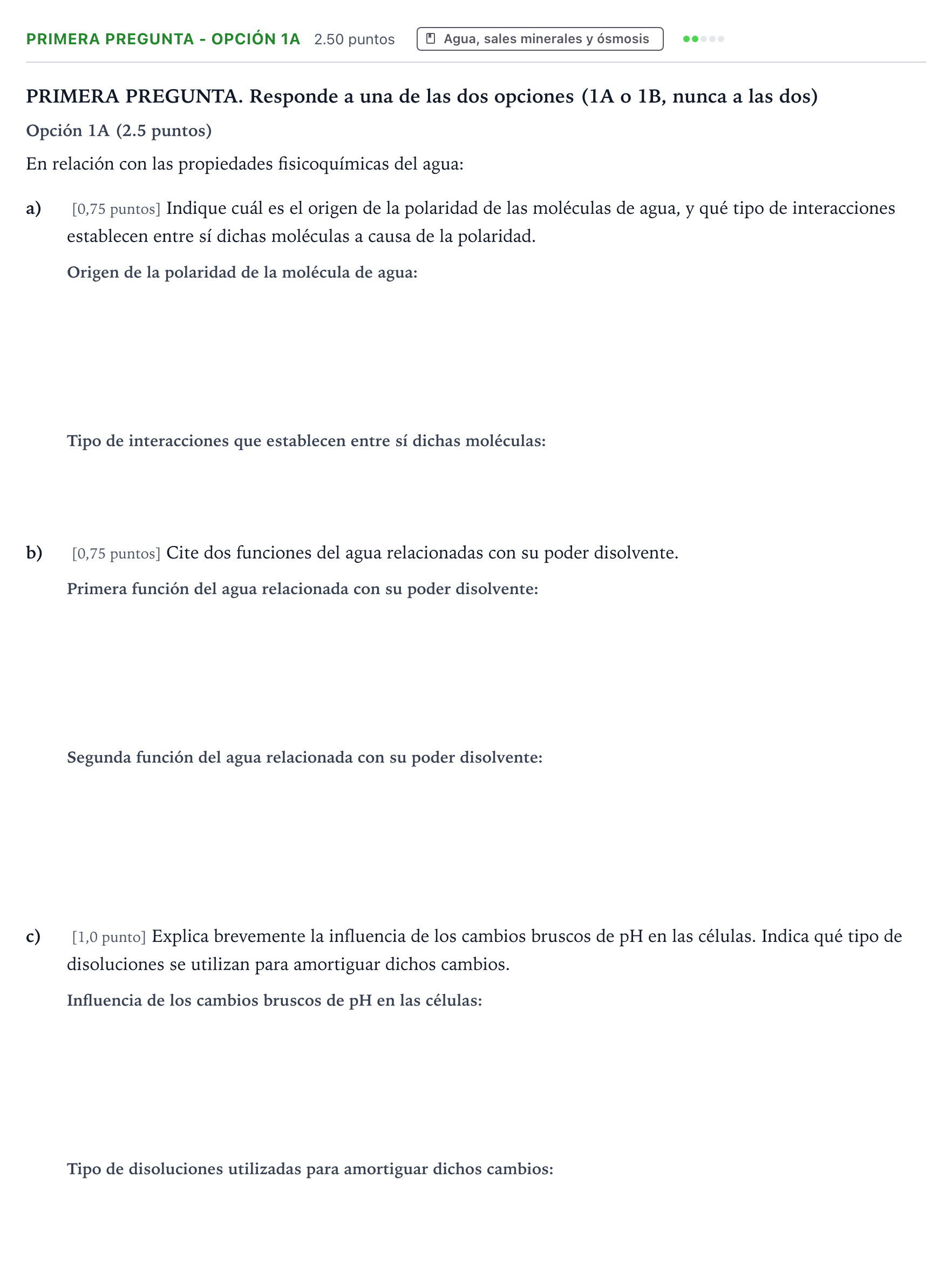 Enunciado: Ejercicio Primera Pregunta - Opción 1A · Biología PAU País Vasco Ordinaria 2022
